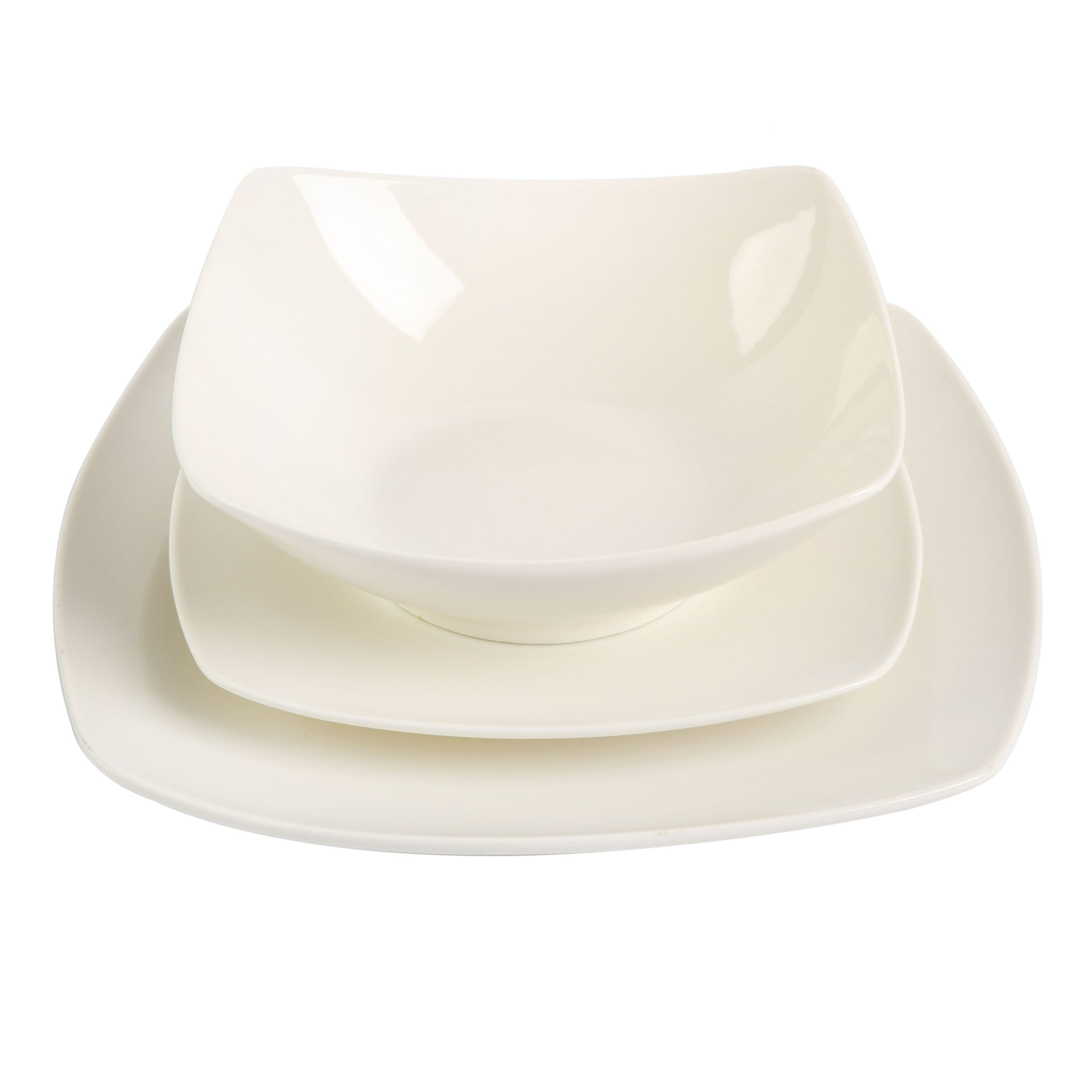 Gibson Home Everyday Square 12-Piece Fine Ceramic Dinnerware Set - Image 5