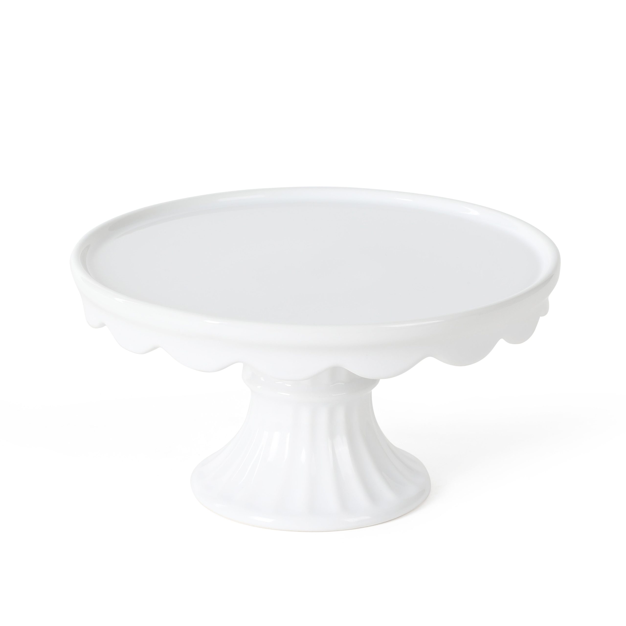 Martha Stewart Patterson 10" x 5.1" White Round Stoneware Cake Stand - Image 4