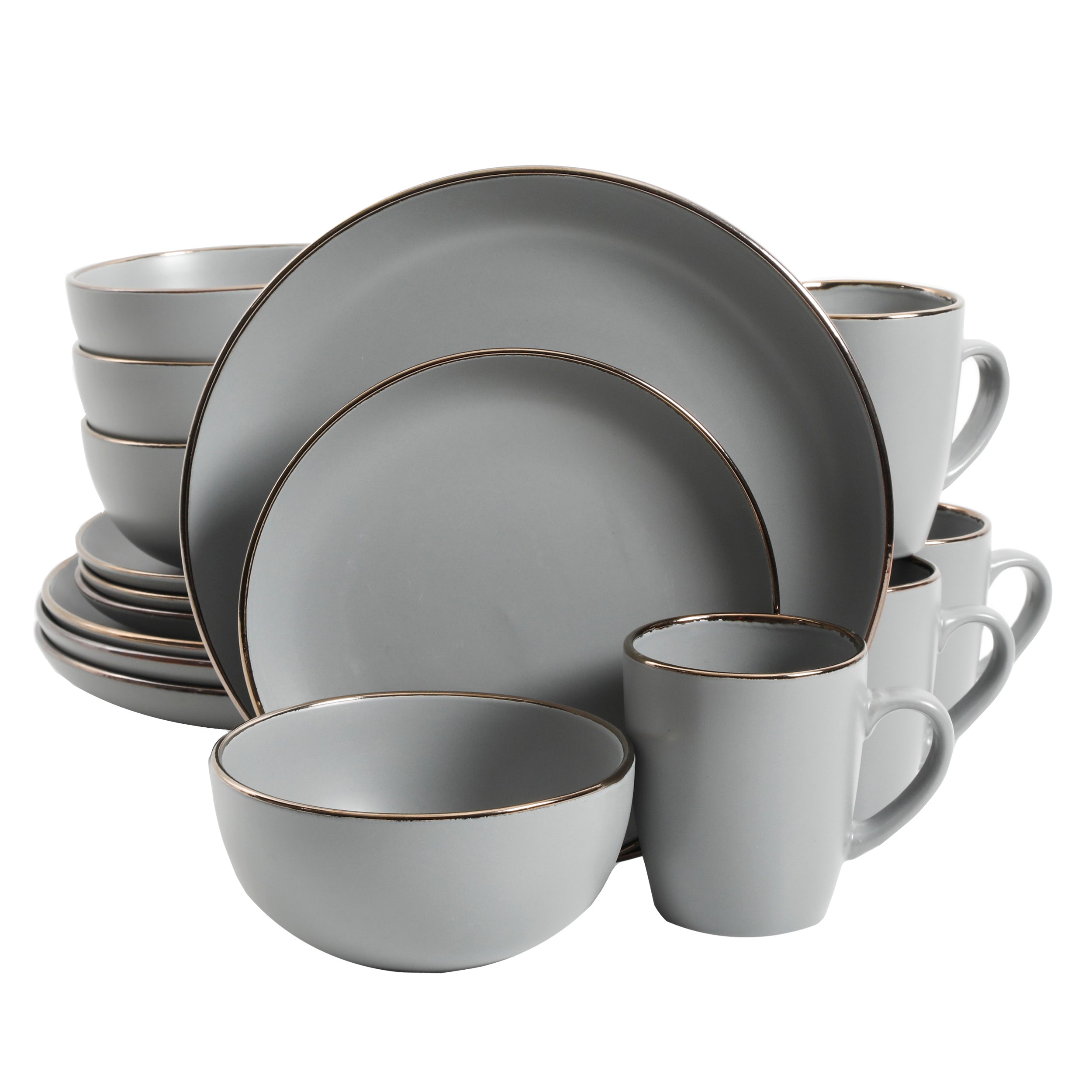 Gibson Home Rockaway Gold 16-Piece Stoneware Dinnerware Set - Image 8