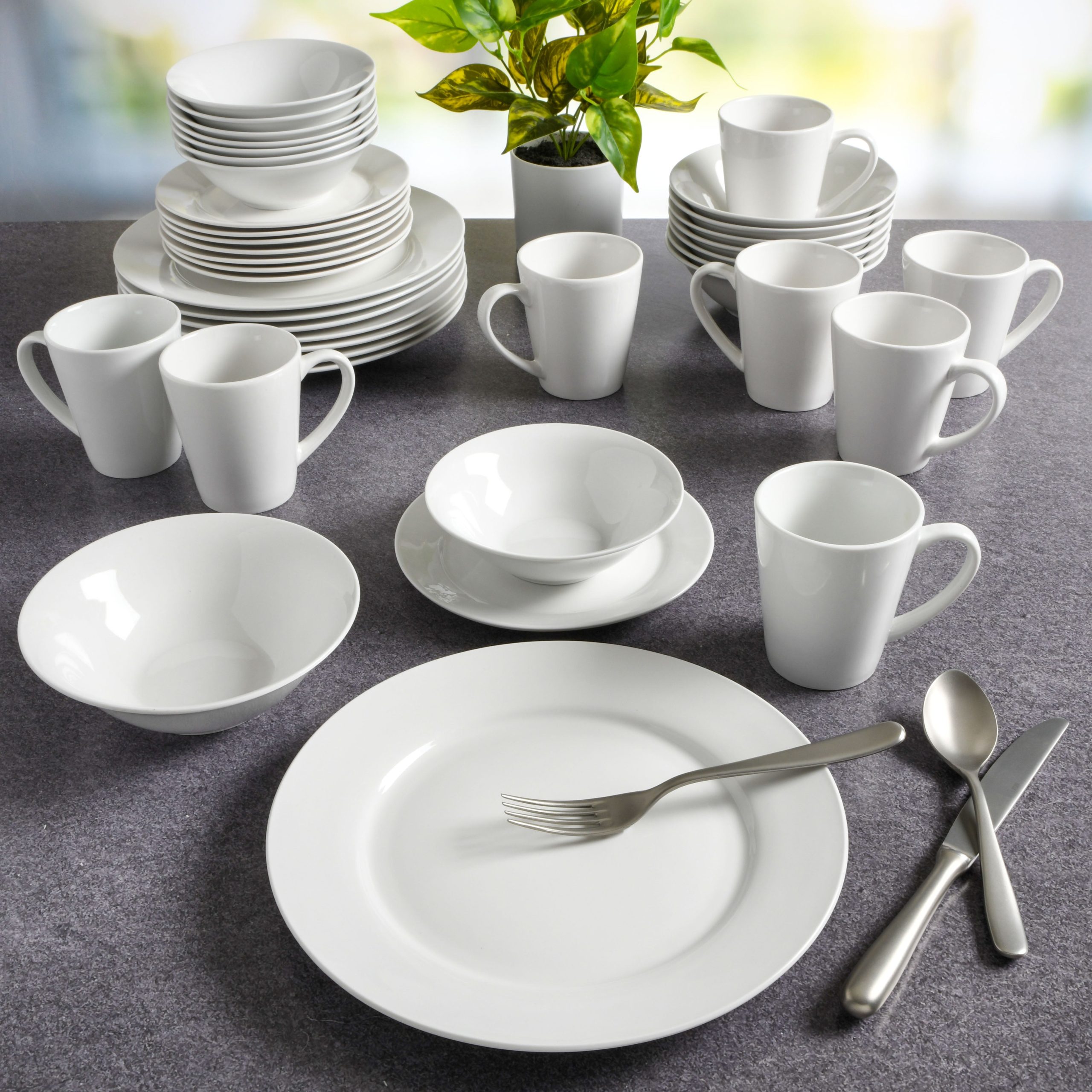 Gibson Home Everyday Round 40-Piece Expanded Fine Ceramic Dinnerware Set - Image 2