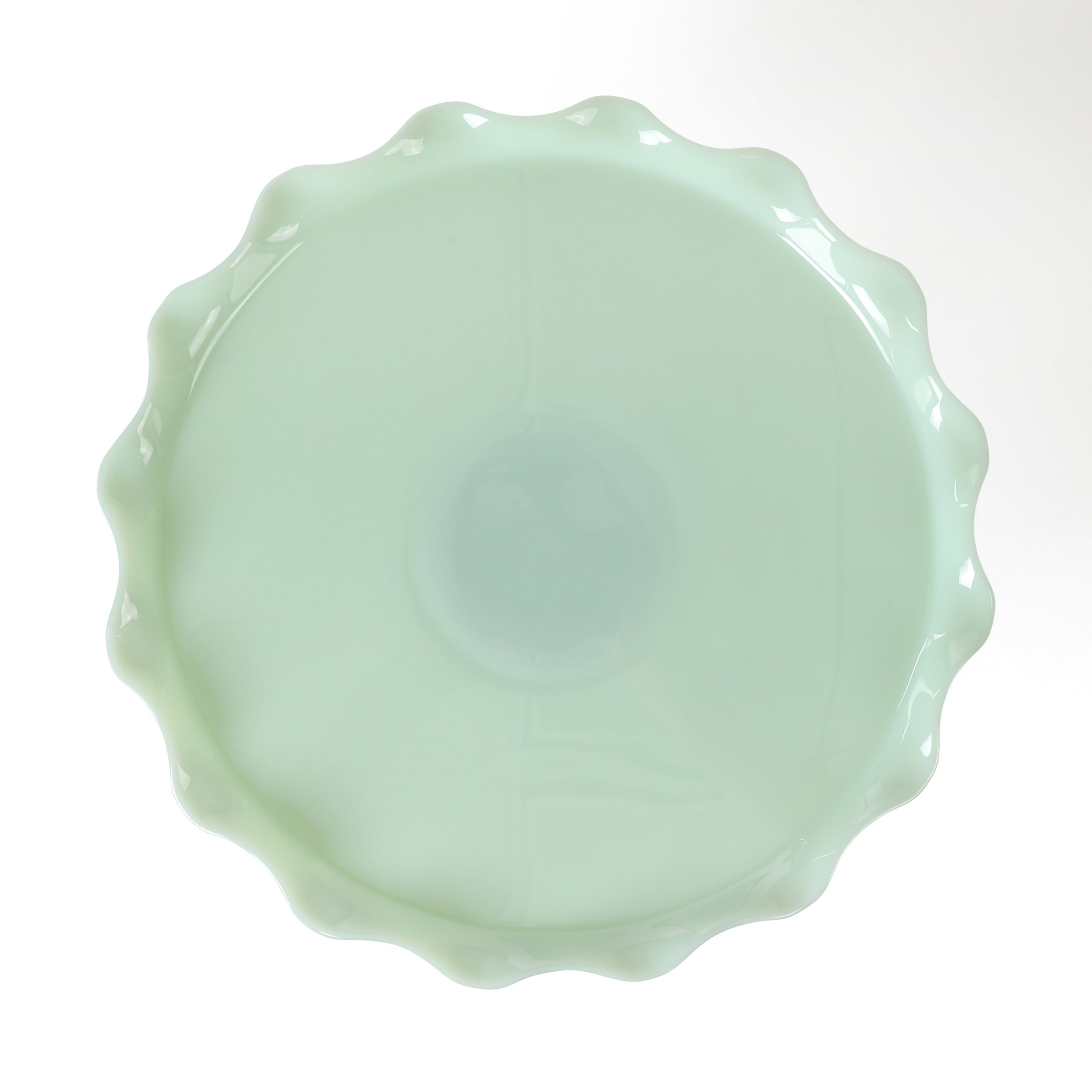 Martha Stewart Highbrook 11" Handmade Jadeite Glass Cake Stand w/ Ruffle Trim - Image 5