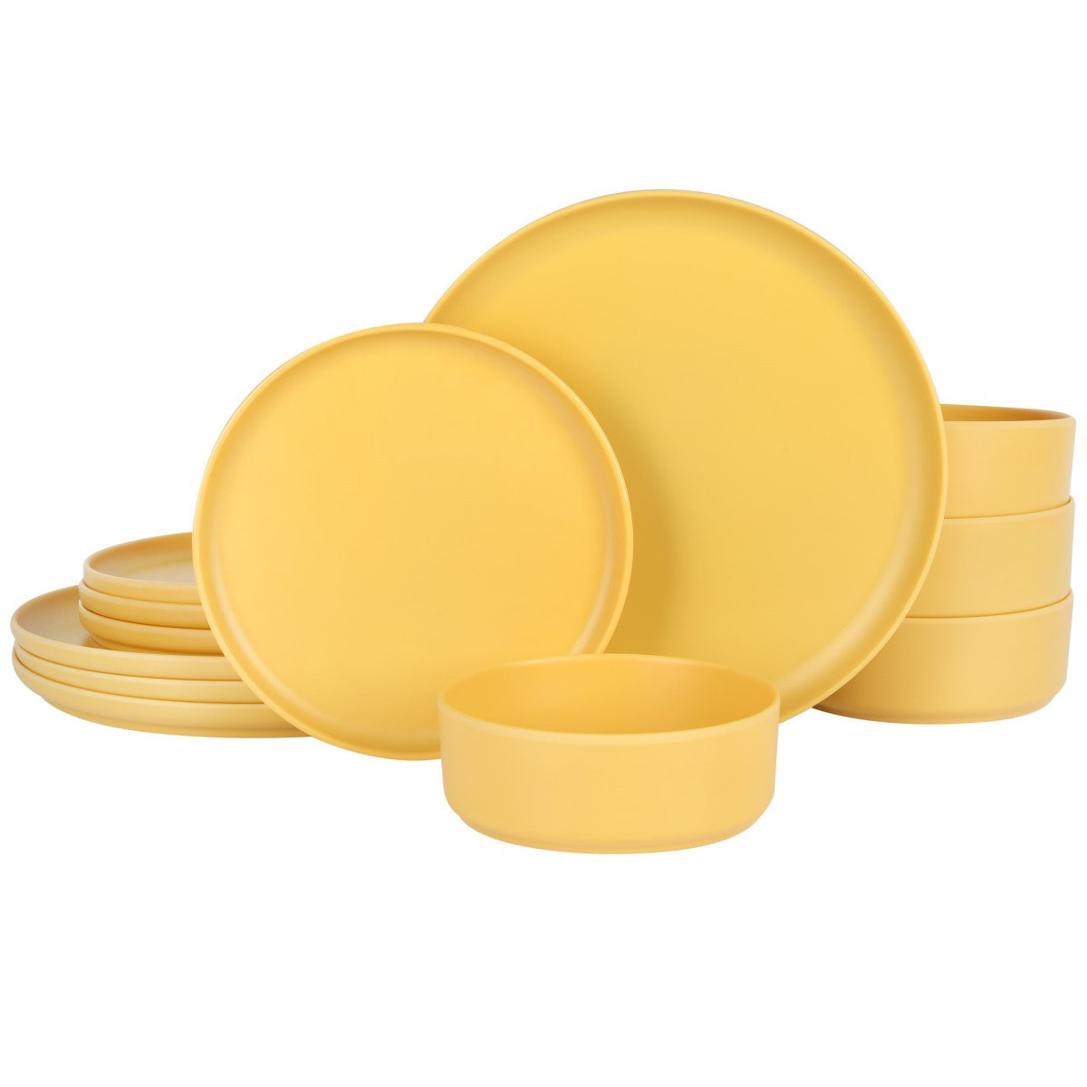 Gibson Home Canyon Crest 12-Piece Stackable Matte Melamine Dinnerware Set - Image 11