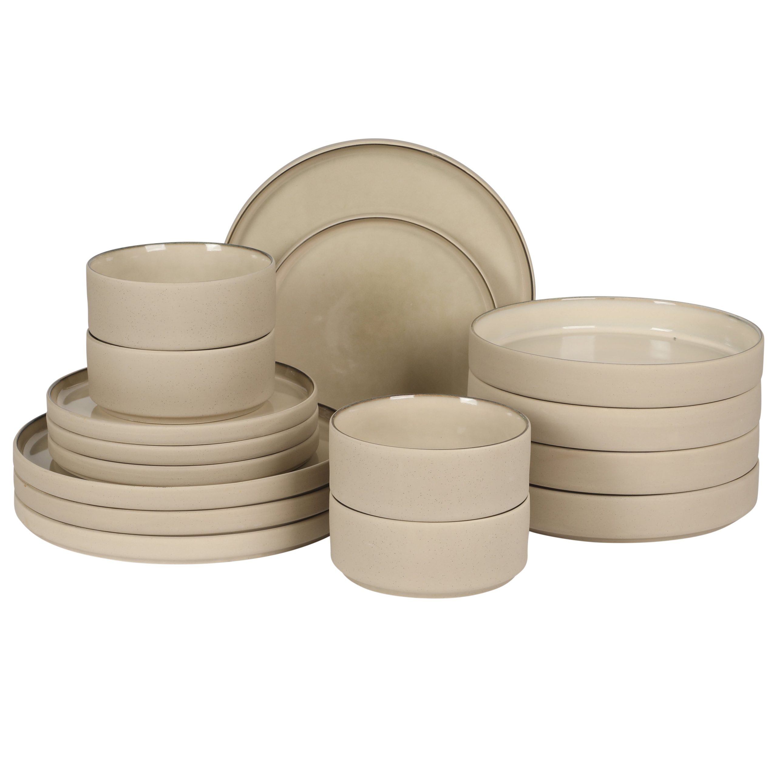 Gibson Elite Liberty Bay 16-Piece Pottery Clay Stoneware Dinnerware Set – Reactive Glaze, Stackable Plates and Bowls W/ Pasta Bowl, Service for 4 – Microwave & Dishwasher Safe - Image 15
