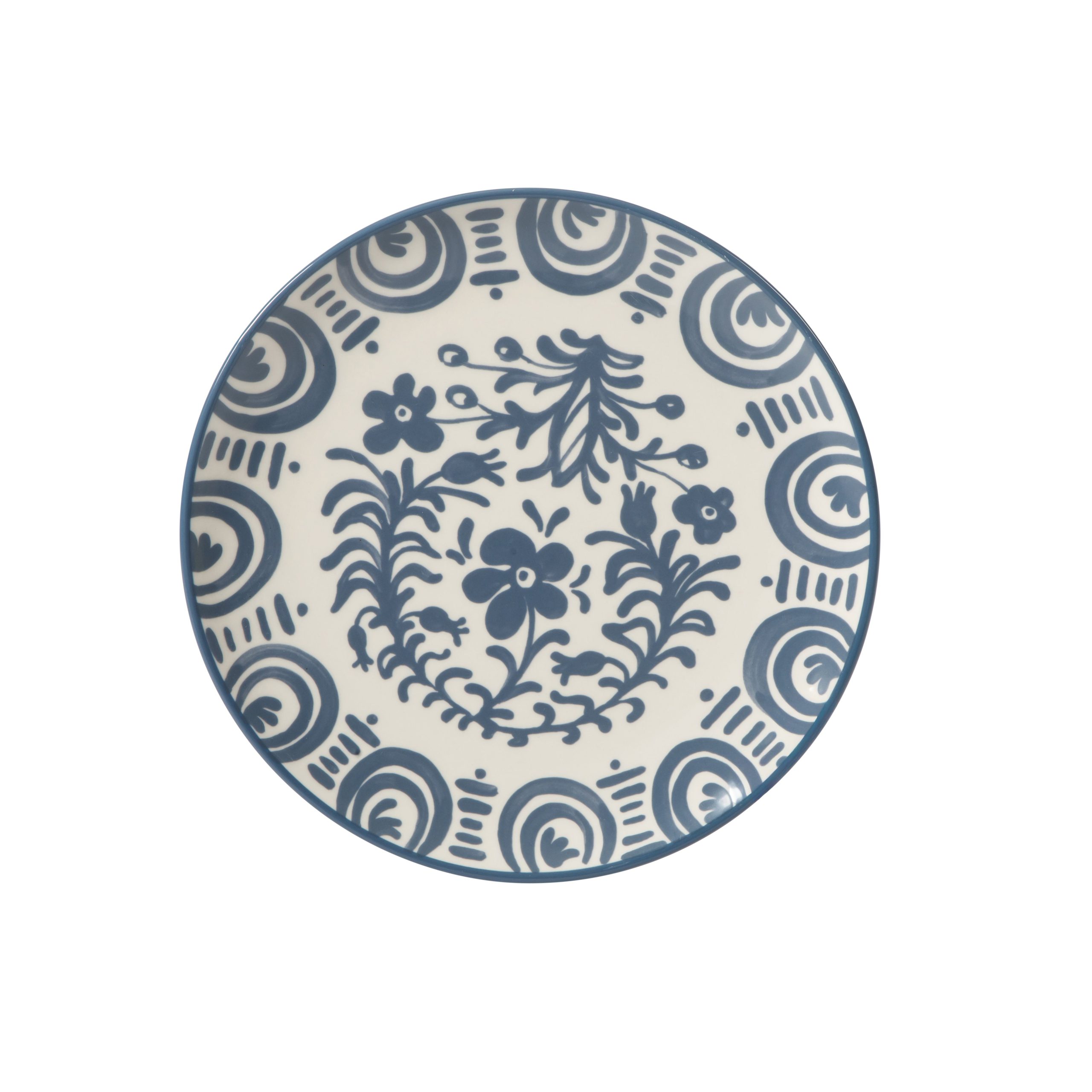 Bloomhouse - 2-Time Oprah’s Favorite Things - Valencia Flor 16 Piece Dinnerware Set, Artisanal Decorated Stoneware Plates & Bowls, Service for 4, Microwave & Dishwasher Safe, Iris Blue - Image 6