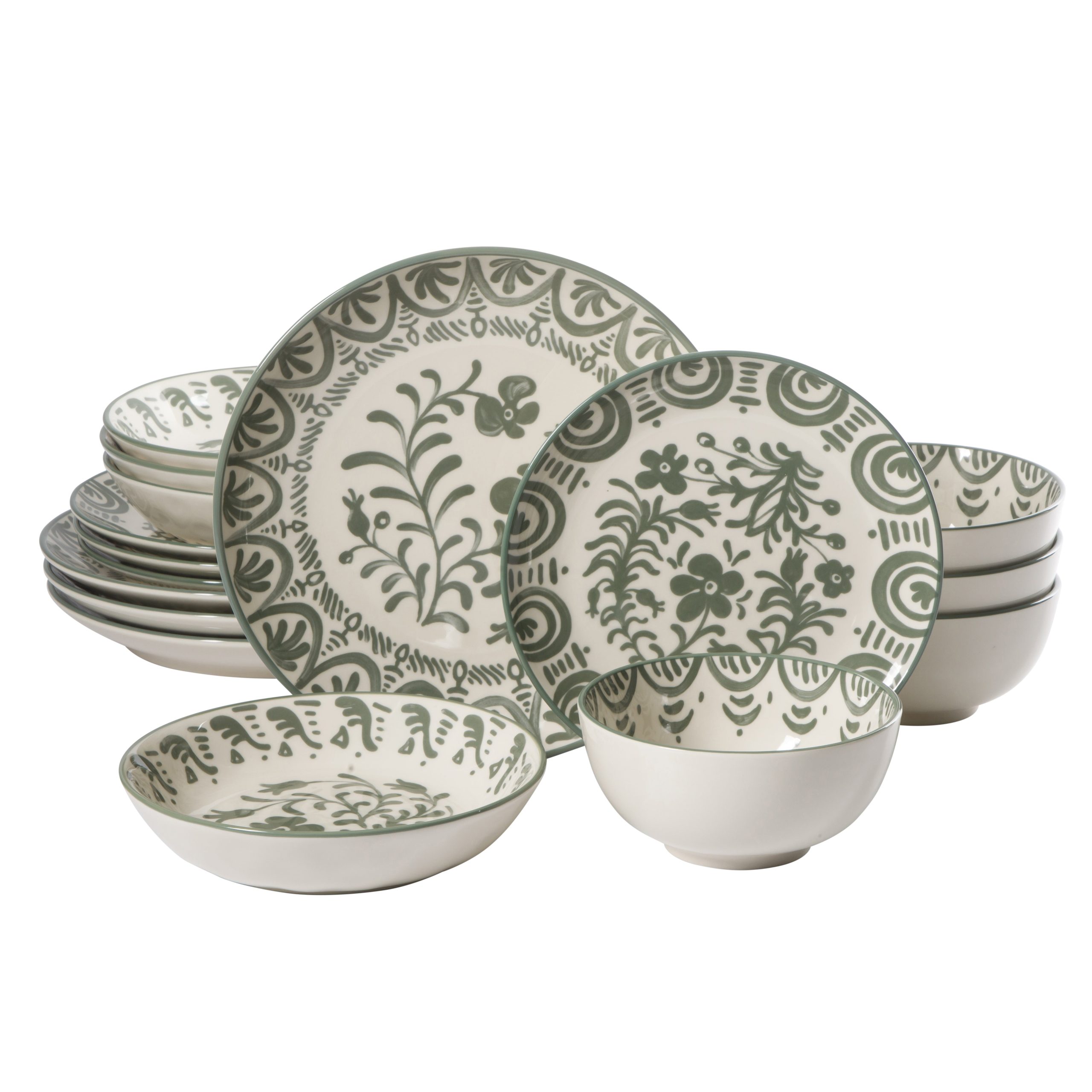 Bloomhouse - 2-Time Oprah’s Favorite Things - Valencia Flor 16 Piece Dinnerware Set, Artisanal Decorated Stoneware Plates & Bowls, Service for 4, Microwave & Dishwasher Safe, Iris Blue - Image 12