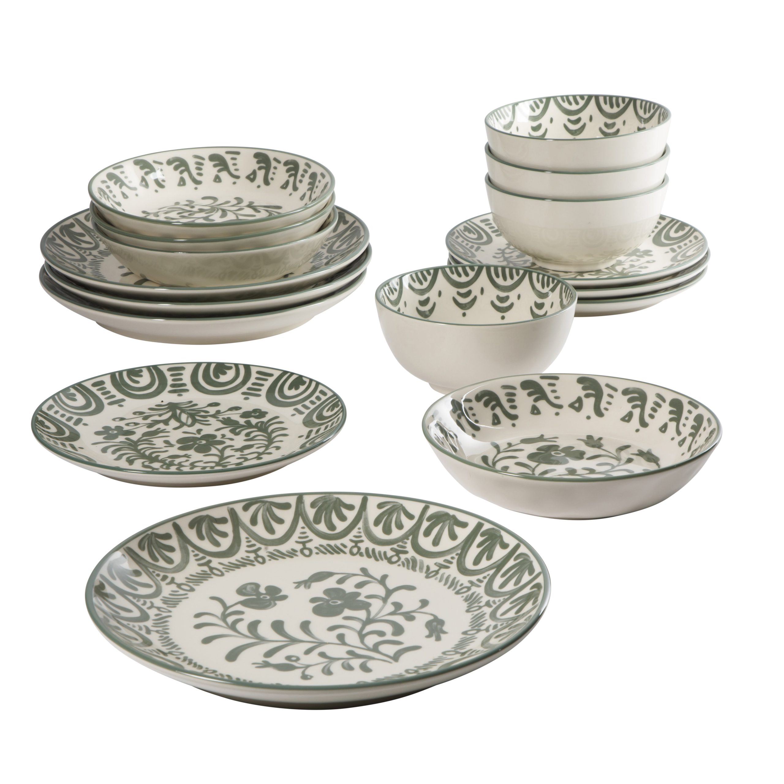 Bloomhouse - 2-Time Oprah’s Favorite Things - Valencia Flor 16 Piece Dinnerware Set, Artisanal Decorated Stoneware Plates & Bowls, Service for 4, Microwave & Dishwasher Safe, Iris Blue - Image 15