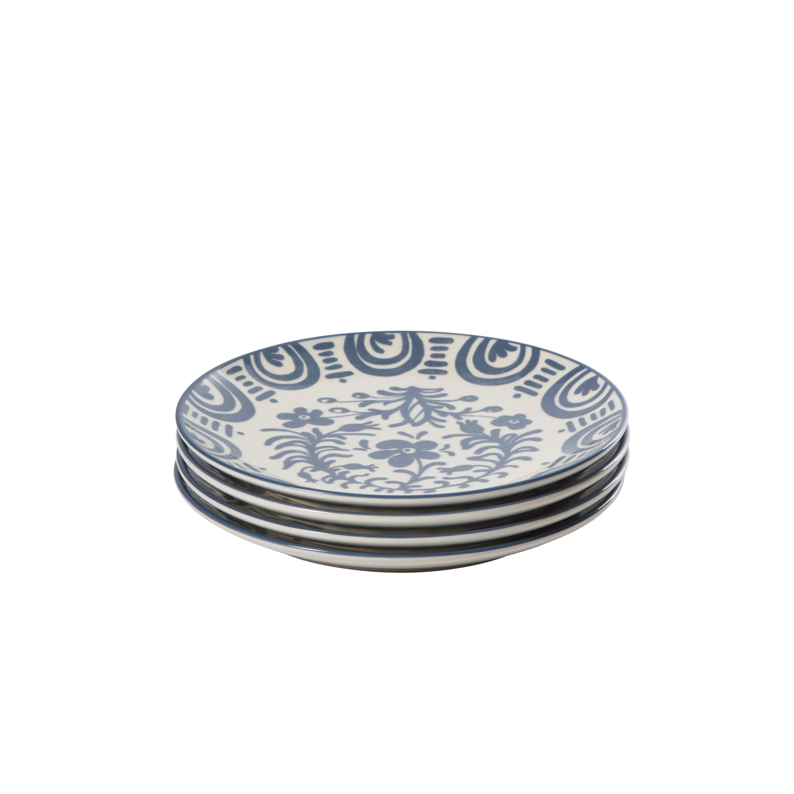 Bloomhouse - 2-Time Oprah’s Favorite Things - Valencia Flor 4 Piece Dessert & Salad Plate Set, 8.75” Stoneware Plates, Mediterranean Floral Decal Design, Microwave & Dishwasher Safe - Image 4