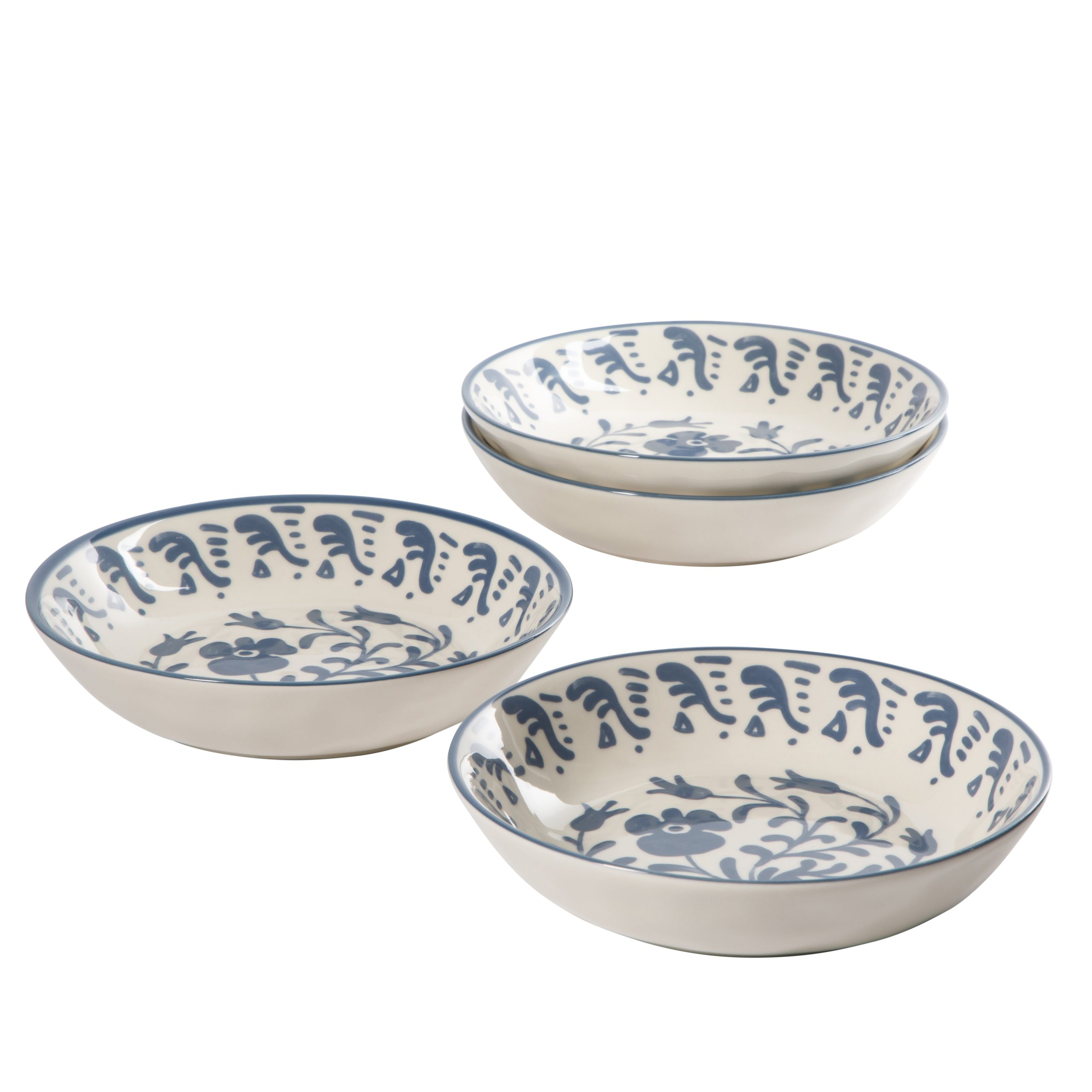 Bloomhouse - 2-Time Oprah’s Favorite Things - Valencia Flor 4 Piece Dinner Bowl Set, 8” Stoneware Pasta Bowls, Mediterranean Floral Decal Design, Microwave & Dishwasher Safe - Image 4