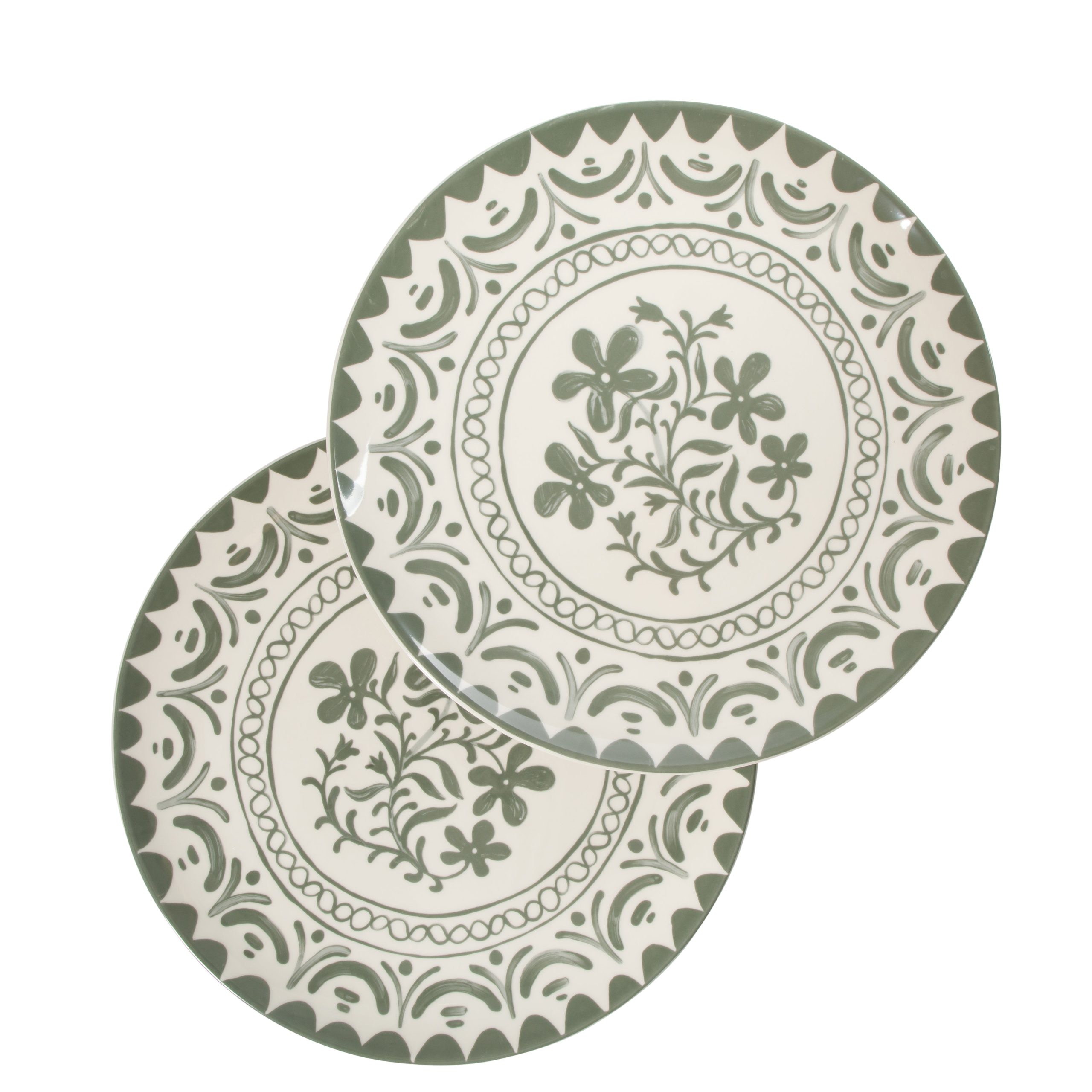 Bloomhouse - 2-Time Oprah’s Favorite Things - Valencia Flor 2 Piece 13” Serving Platter Set, Stoneware Platters, Mediterranean Floral Decal Design, Microwave & Dishwasher Safe, Iris Blue - Image 7