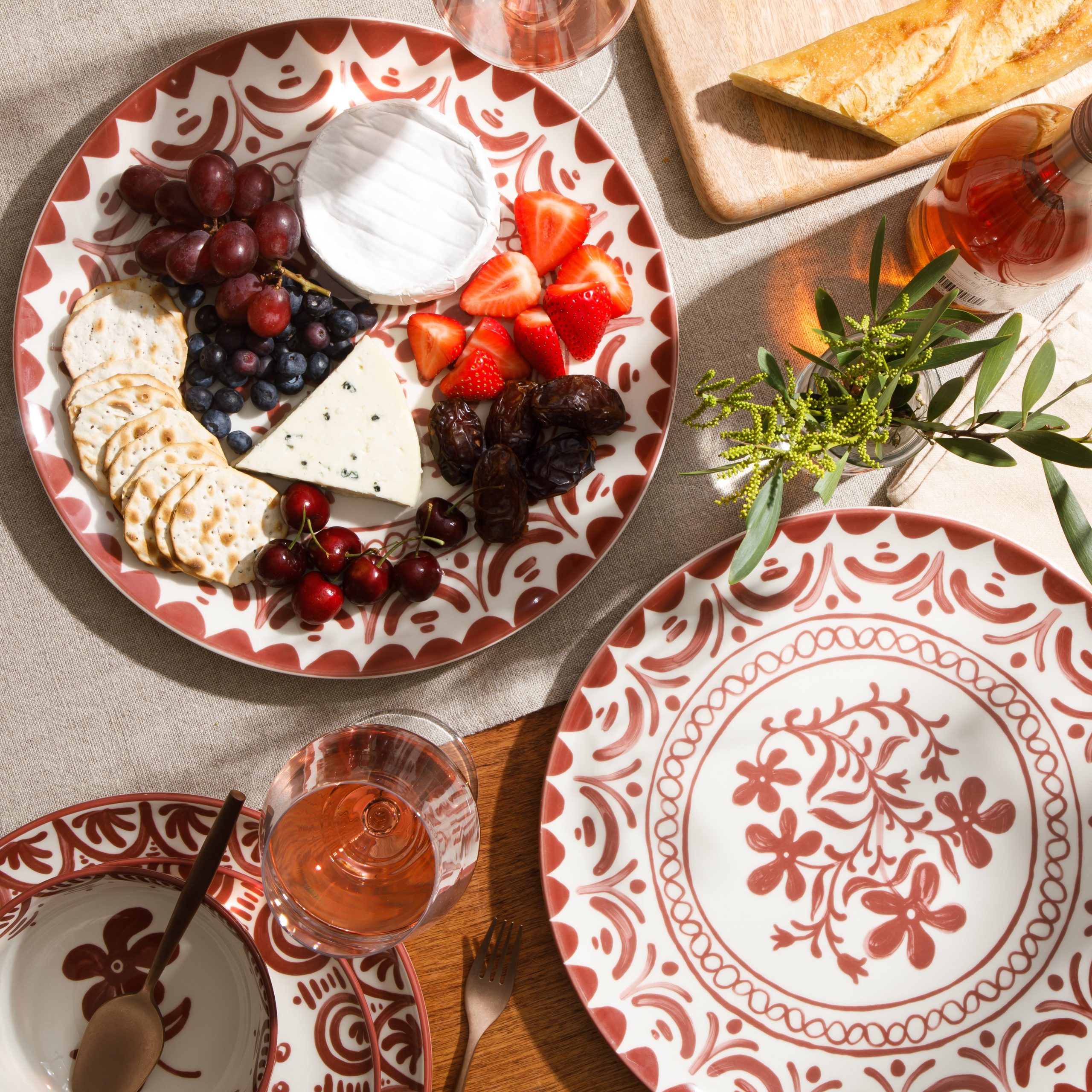 Bloomhouse - 2-Time Oprah’s Favorite Things - Valencia Flor 2 Piece 13” Serving Platter Set, Stoneware Platters, Mediterranean Floral Decal Design, Microwave & Dishwasher Safe, Iris Blue - Image 14