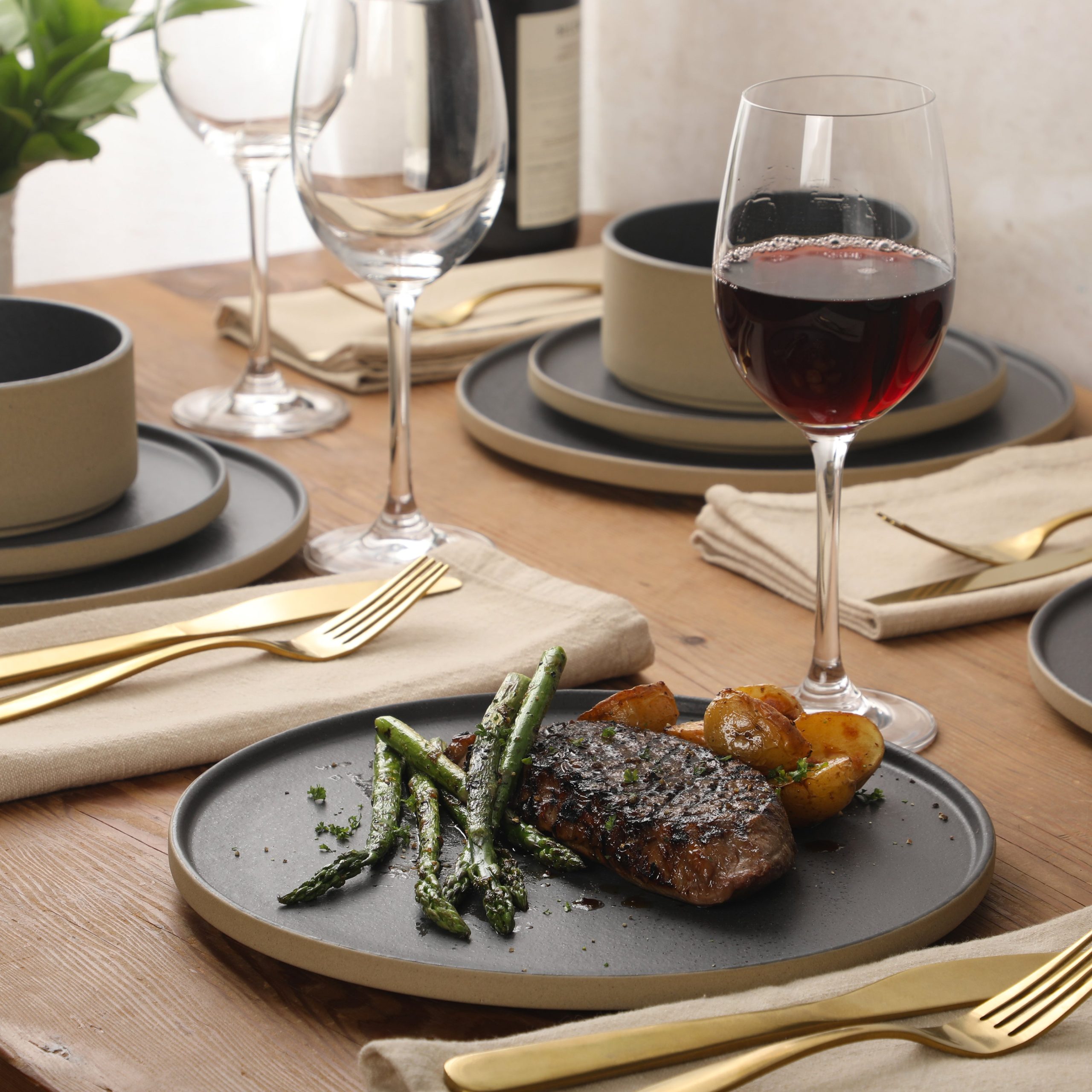 Gibson Elite Villa Amadora - Made in Portugal - 12 Piece Dinnerware Set for 4, Stoneware Plates and Bowls Sets,Dinner Plates, Salad Plates, Cereal Bowls - Image 5