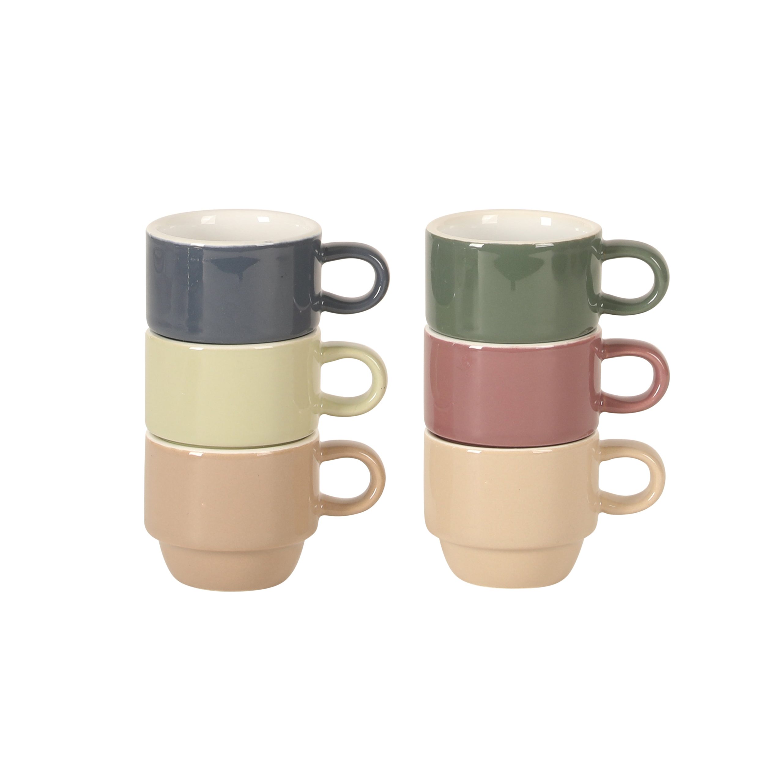 Gibson Home Brew Harmony 13 Piece Espresso Cup Set with Metal Rack, Stoneware Espresso Cups & Saucers, Solid Color Stackable Coffee Set, Café Style, Dishwasher & Microwave Safe - Image 7