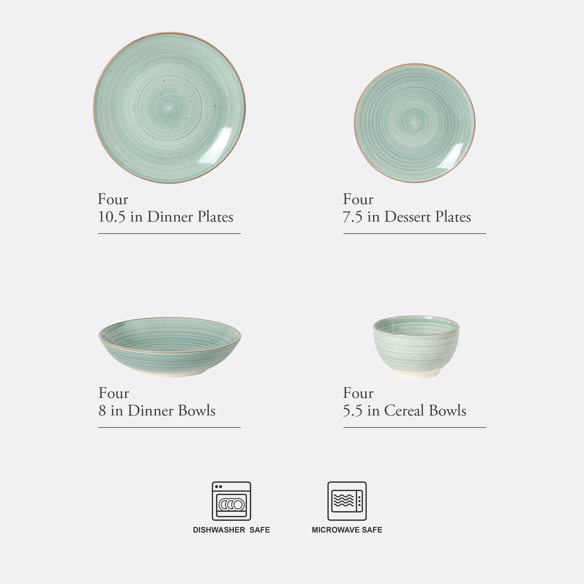 Gibson Home Stonebury 16 Piece Plates and Bowls Assorted Color Dishes - Handpainted Stoneware Dinnerware Set - Service for 4 - Image 9