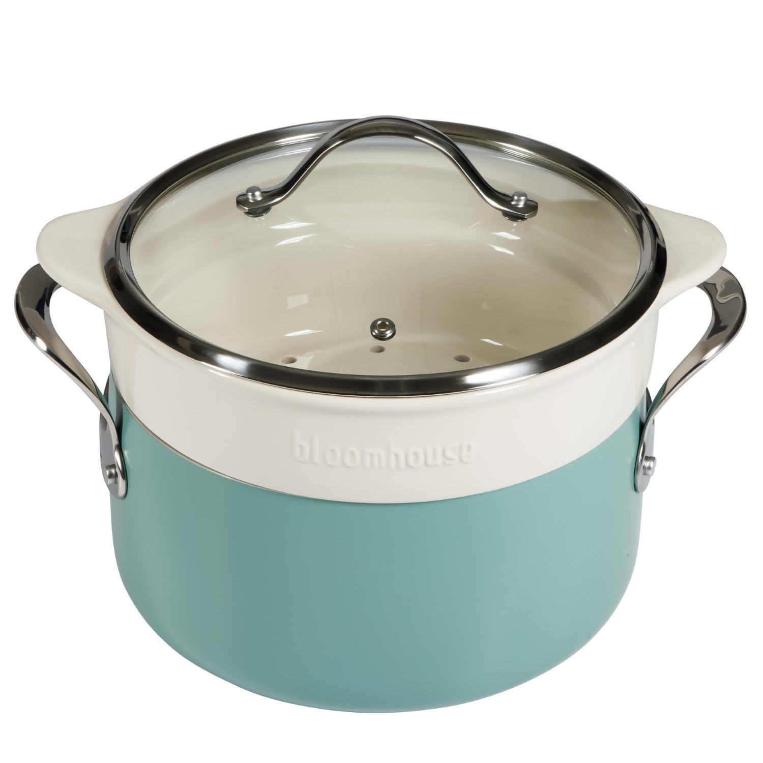 Bloomhouse 6-Quart Aluminum Enamel Dutch Oven w/ Non-Stick Non-Toxic Ceramic Interior and Ceramic Steamer Insert - Image 8