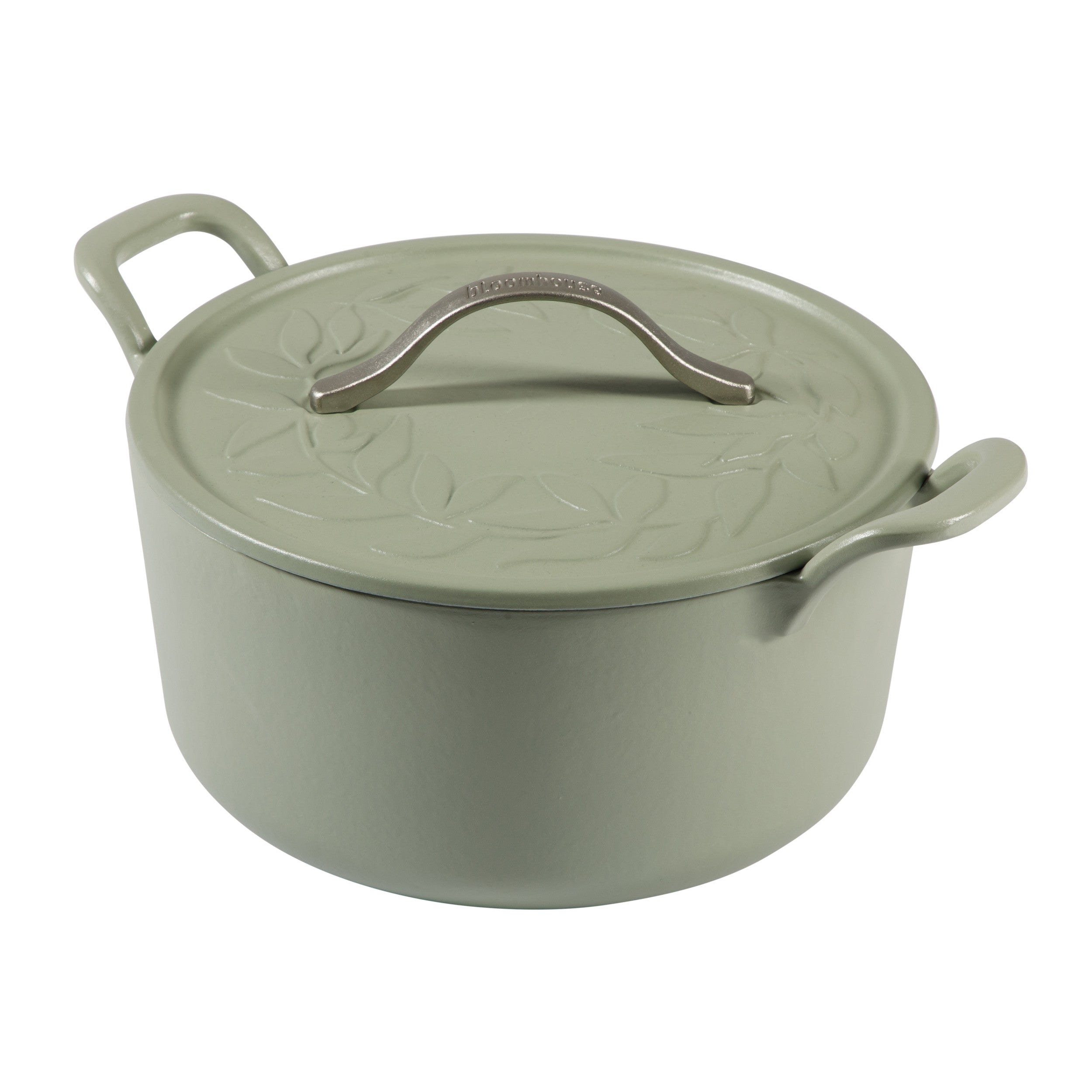 Bloomhouse 7 Qt Cast Iron Dutch Oven W/ Embossed Lid, European Enamel, & Olive Wood Trivet - Image 6
