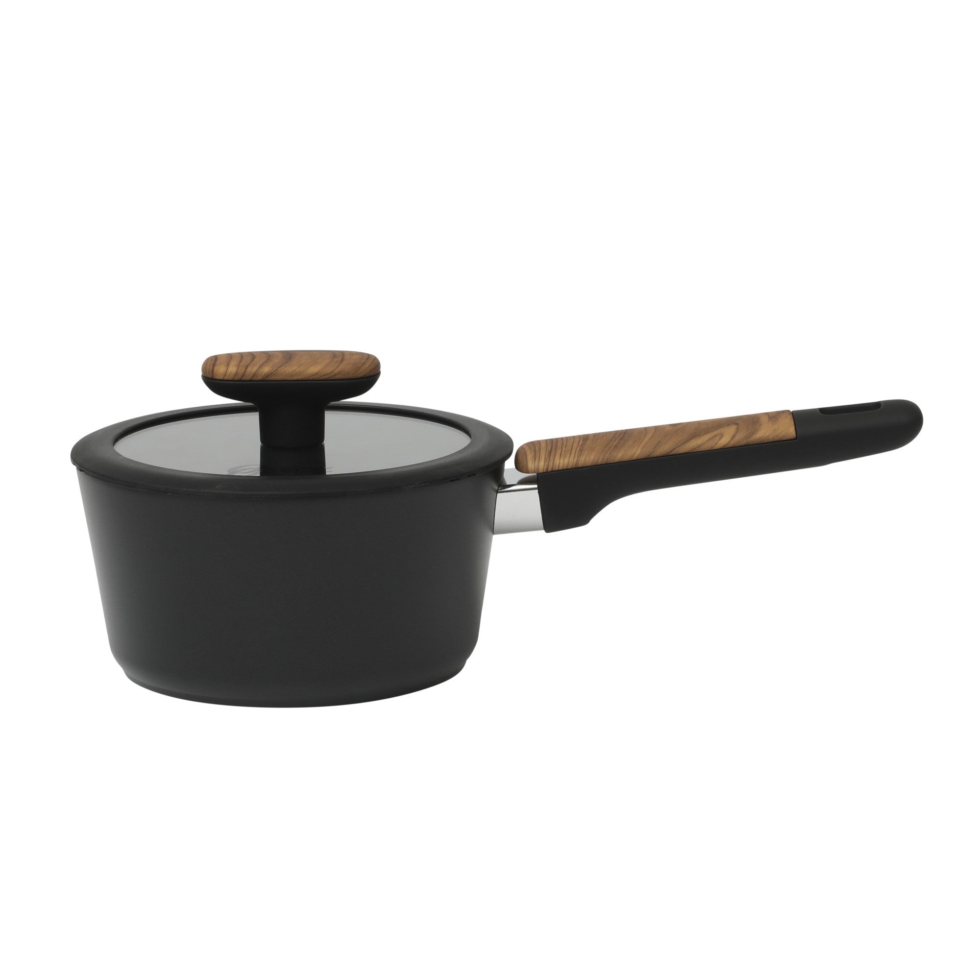 Oster Platinum Oxburg 14 Piece Forged Aluminum PFA Free Non-toxic Premium Ceramic Non Stick Interior Cookware & Kitchen Tools Set - Black W. Wood Handles - Image 6