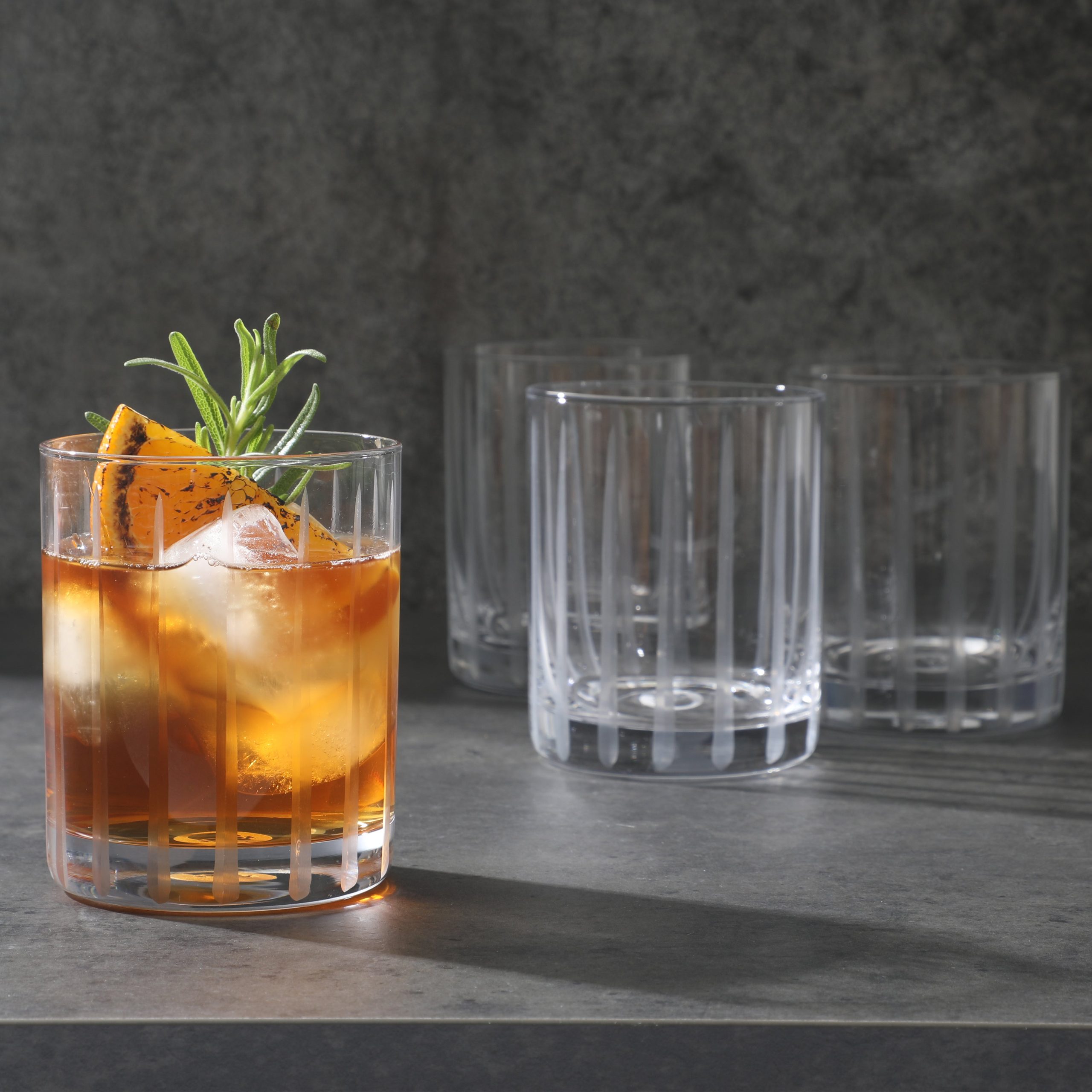 Babish 4 Piece 14 OZ DOF Old Fashioned Drinking and Whiskey Glass - Etched Handmade Clear Glass - Image 2
