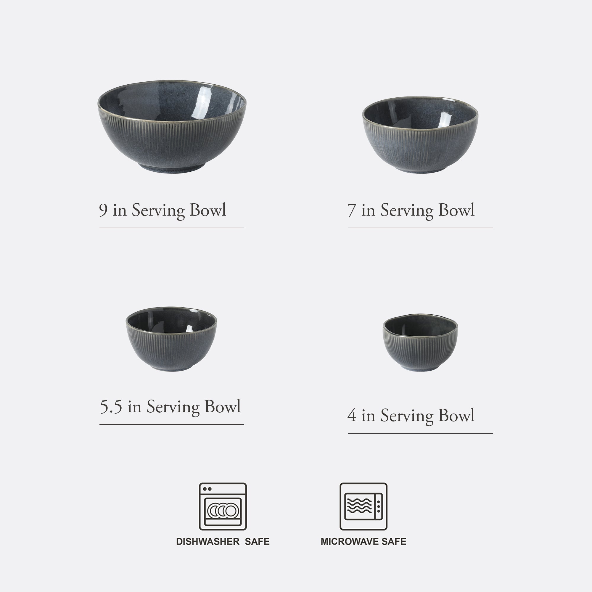 Gibson Elite Sandy Pines 4 Piece Nesting Bowl Set, 4”, 5.5”, 7” & 9” Round Stoneware Bowls, Reactive Glaze Finish, Mixing, Prep & Serving Bowls, Microwave & Dishwasher Safe - Image 5