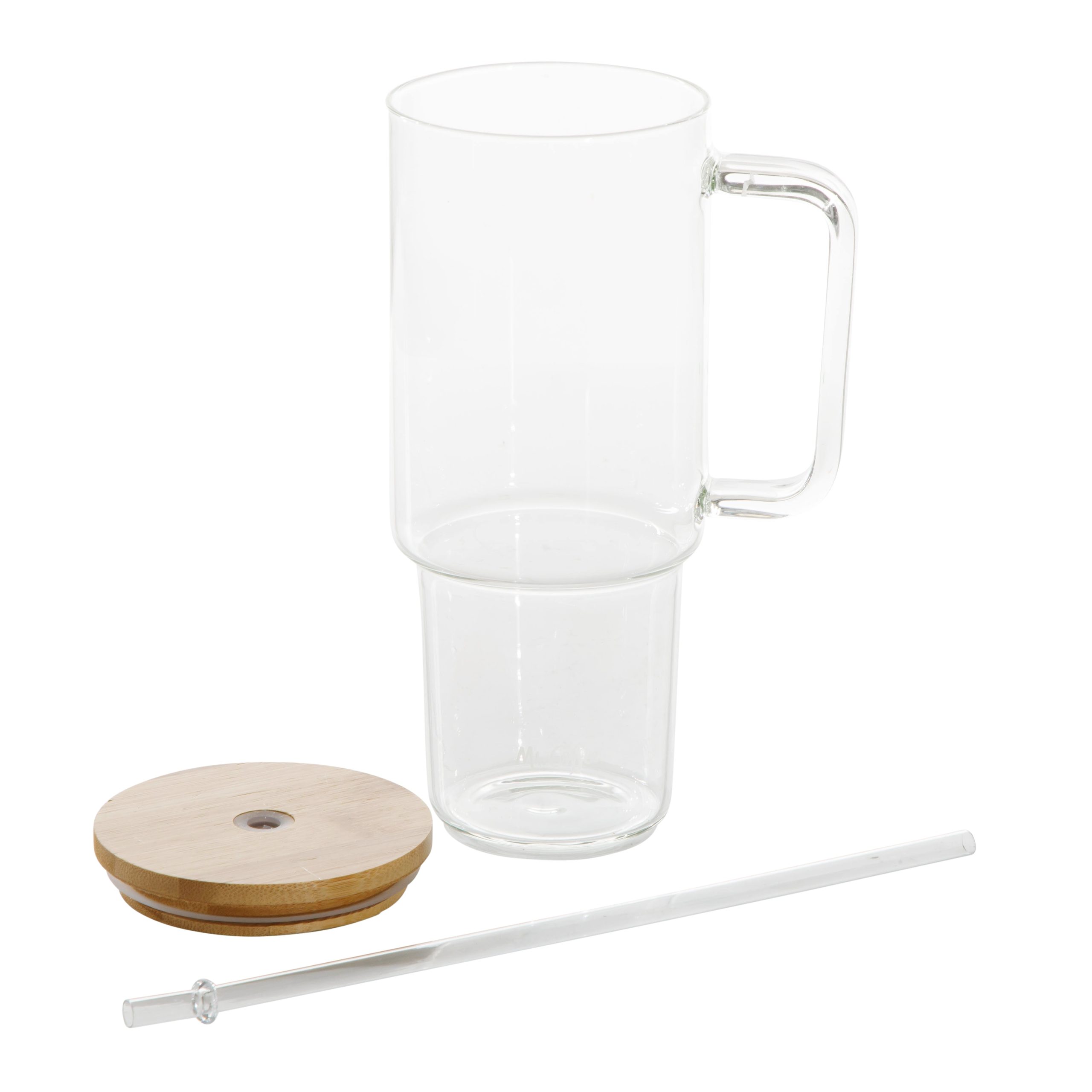 Mr. Coffee Crafted Calm 34 oz Borosilicate Glass Tumbler with Handle, Straw and Bamboo Lid, Iced Coffee Cup, BPA Free, Dishwasher Safe - Image 2