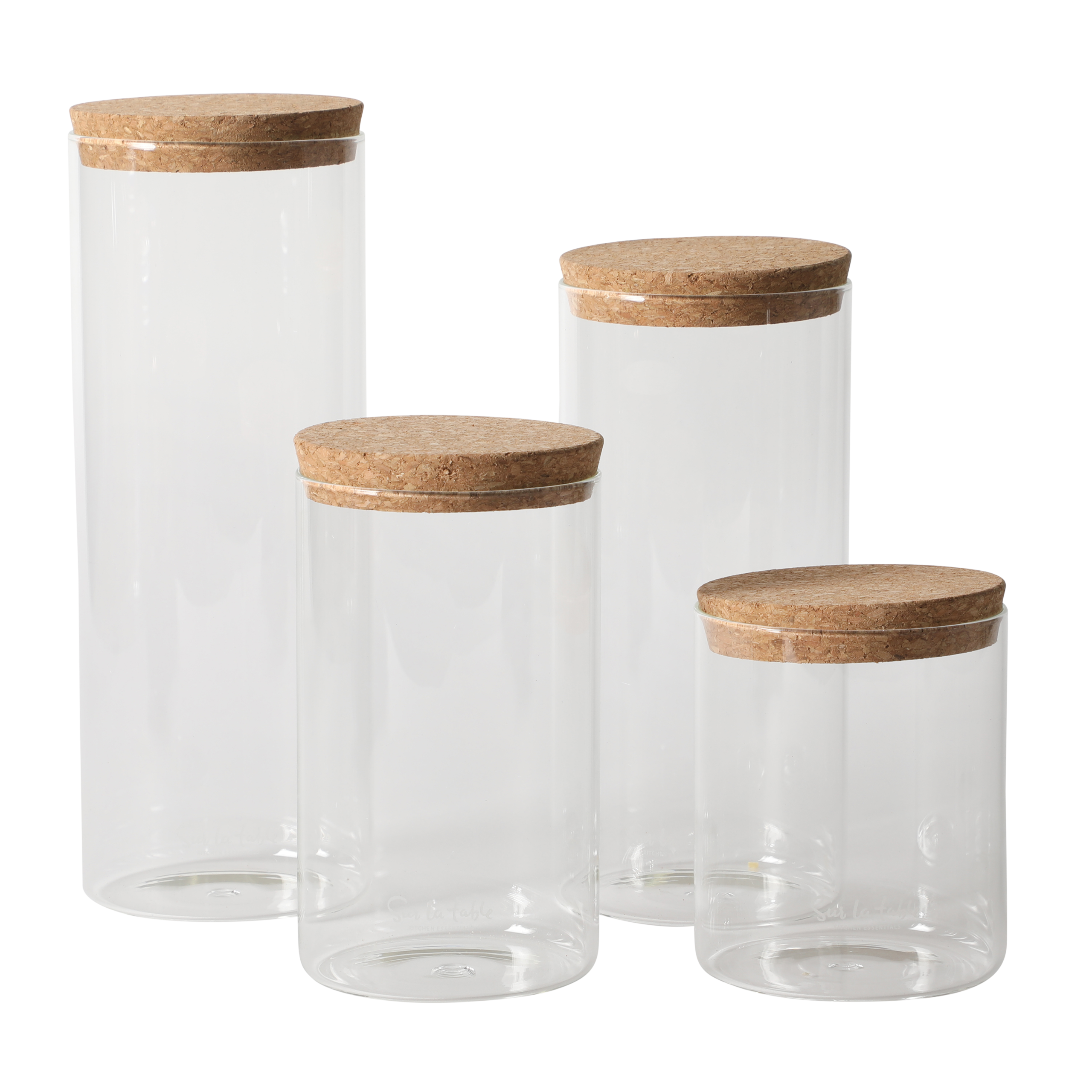 Sur La Table Kitchen Essentials Rue Lumiere 4-Piece Handmade Glass Canister Set with Airtight Cork Lids, Clear – 57 oz, 45 oz, 34 oz & 25 oz, Food Storage Jars, Dishwasher Safe, Pantry Organization - Image 2