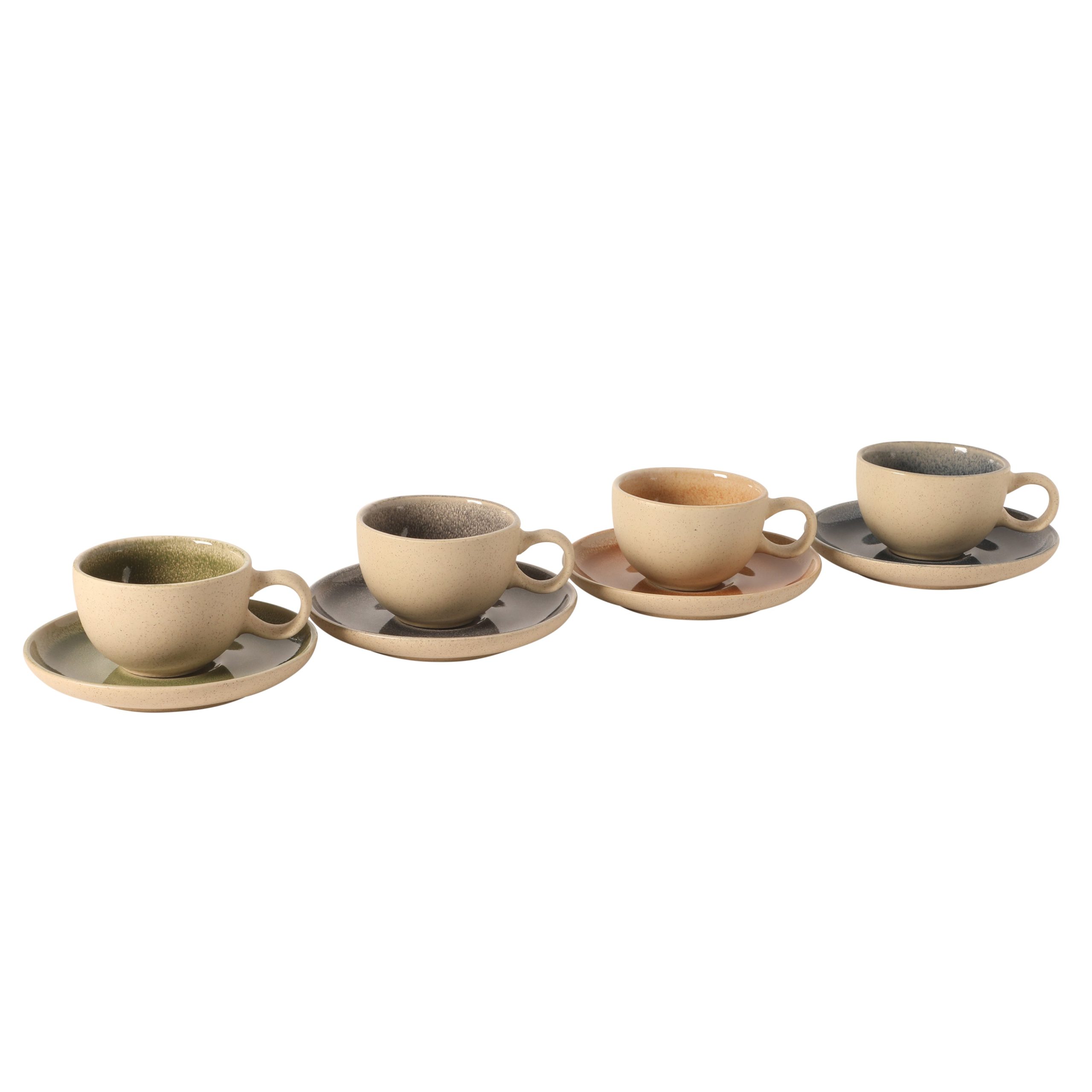 Gibson Elite Manila Bay 8-Piece Stoneware 5 oz Cup and Saucer Set, Reactive Glaze Espresso & Coffee Cups with Saucers, Assorted Colors - Image 4