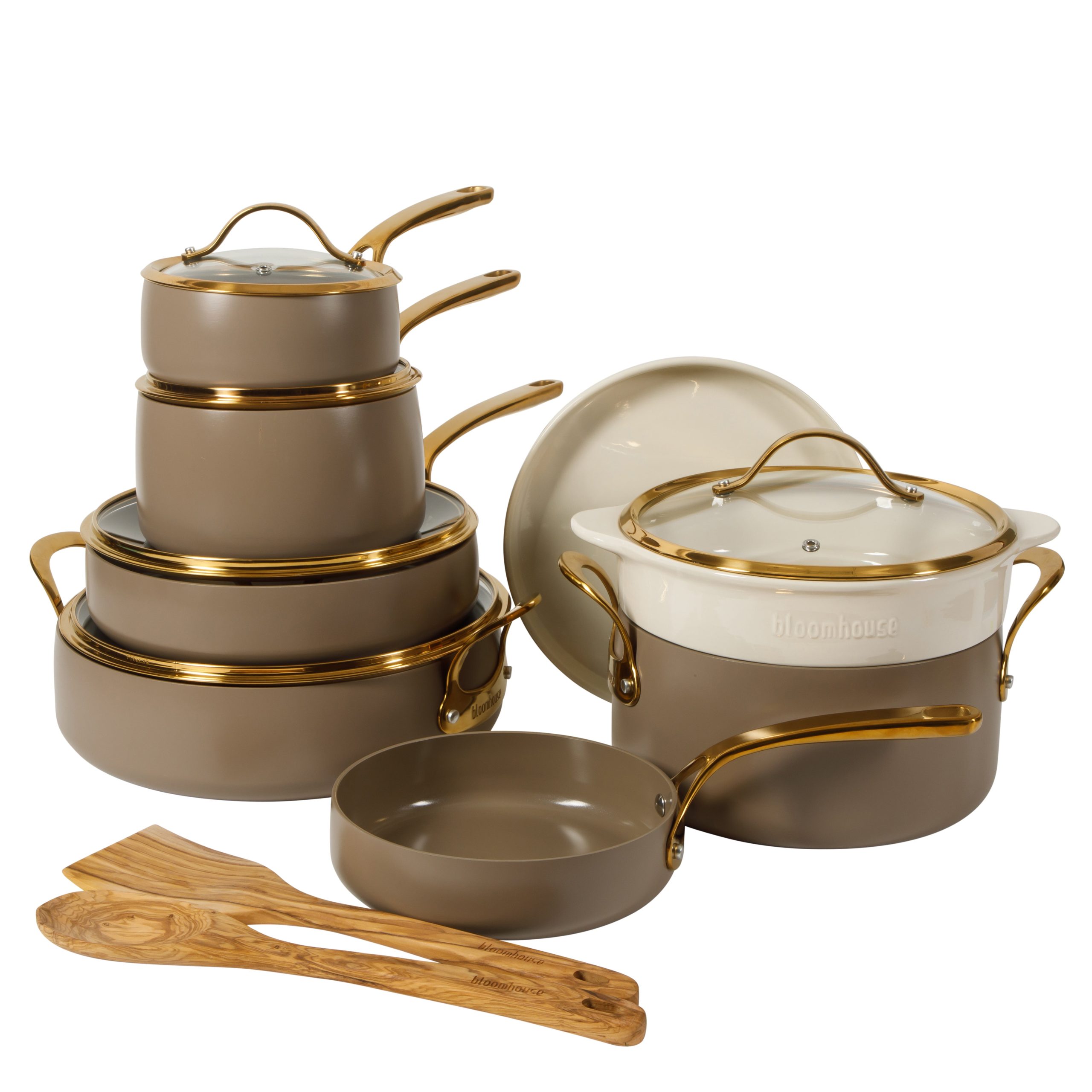 Bloomhouse 15 Piece Pots and Pans Heavy Duty Aluminum Premium PFA Free Ceramic Nonstick Dutch Oven Pot with Lid - Image 2