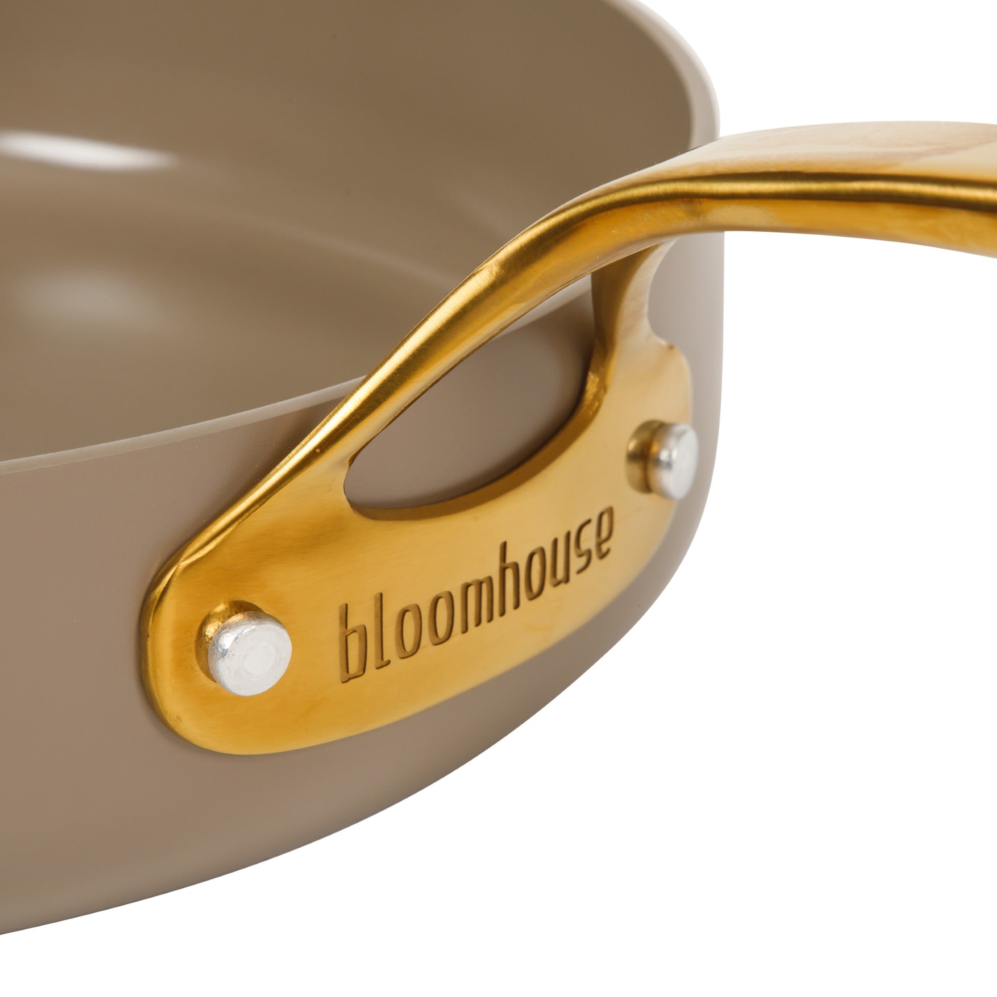 Bloomhouse 8 Inch Heavy Duty Aluminum Premium PFA Free Ceramic Nonstick Saute/Deep Frying Pan Skillet - Linen White with Gold Handle - Image 15