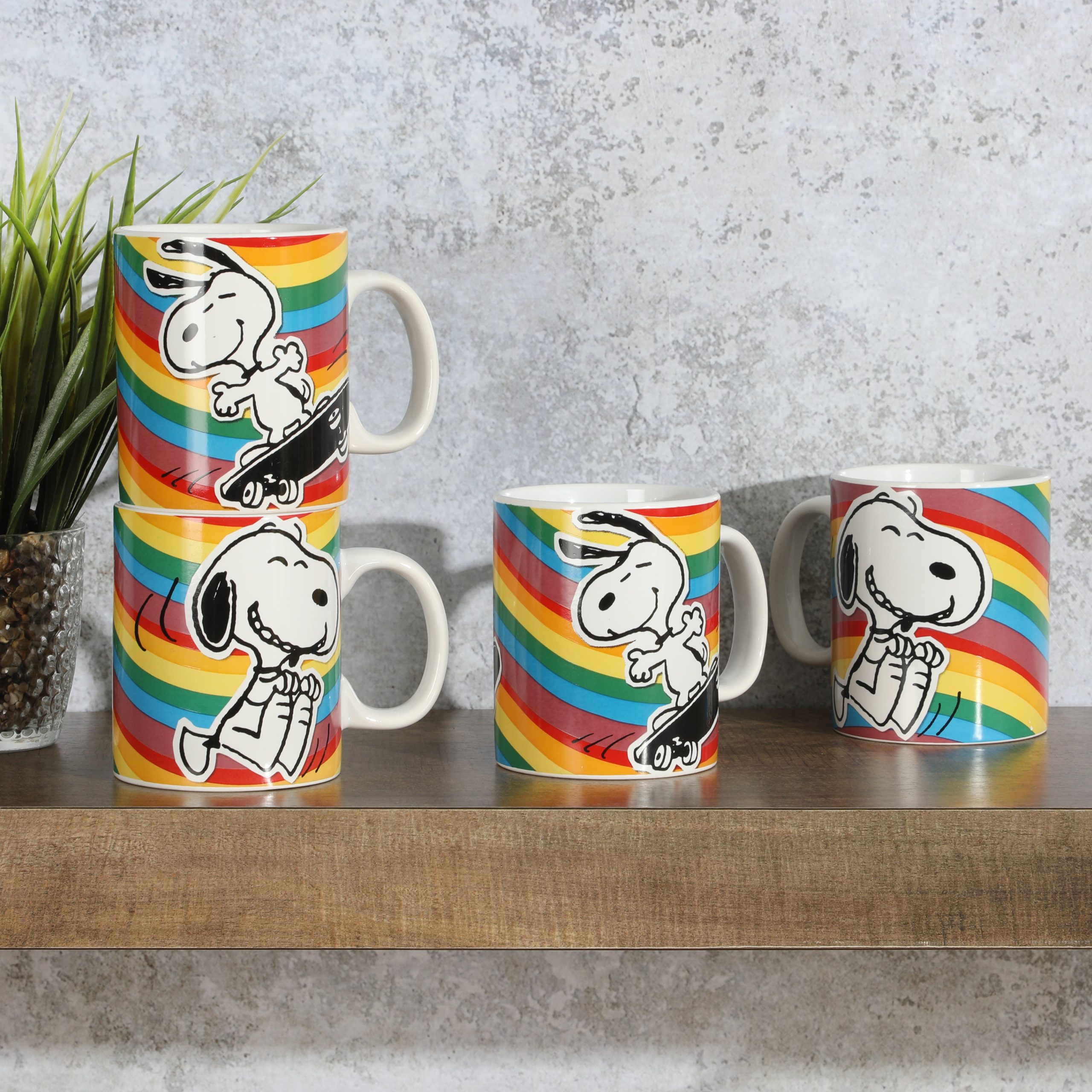 Peanuts 70th Anniversary 4-Piece 15oz Snoopy Stoneware Mug Set - Image 3