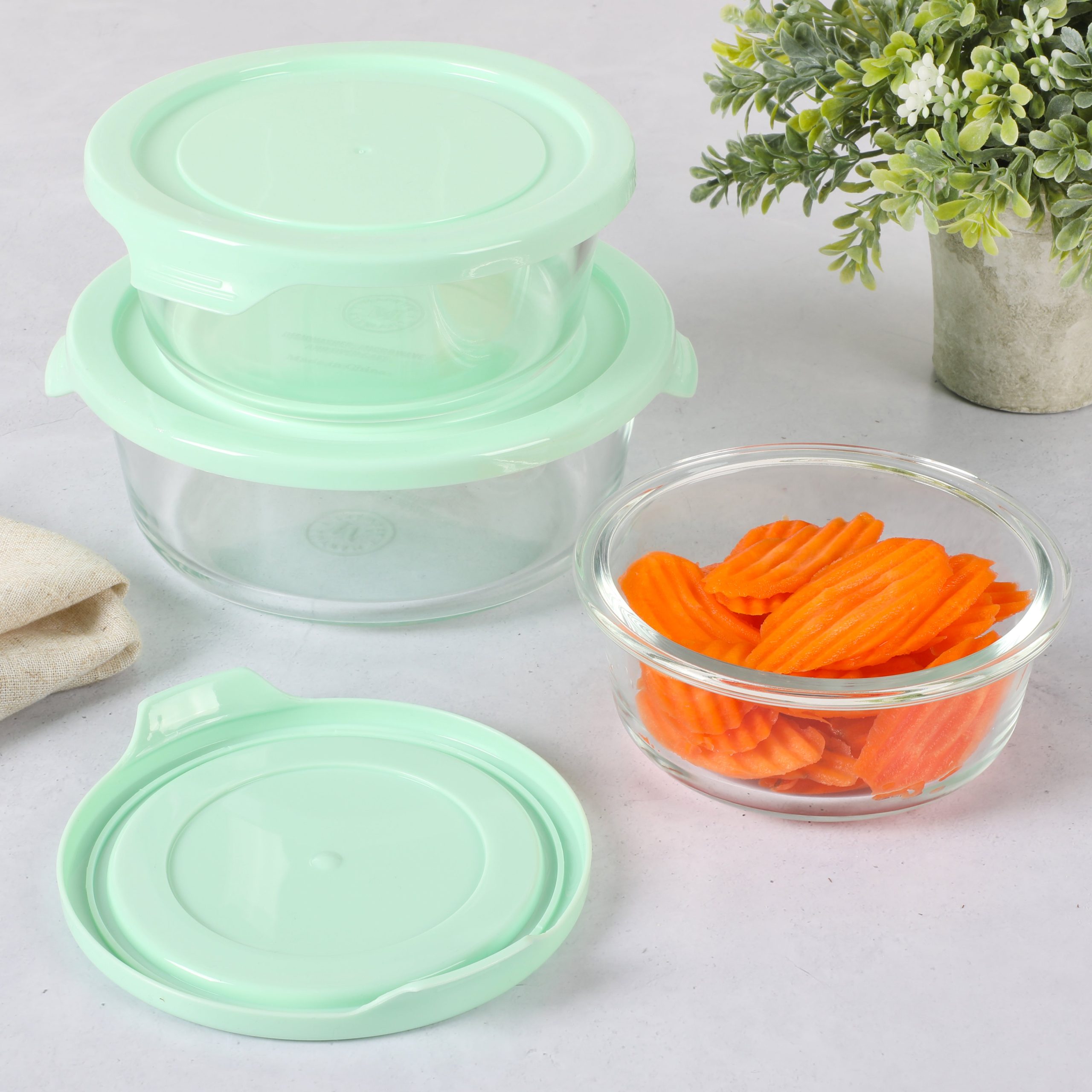 Martha Stewart Hadsell 6-Piece (32.1oz, 22oz, 13.5oz) Round Borosilicate Glass Storage Container Set w/ Lids - Image 3