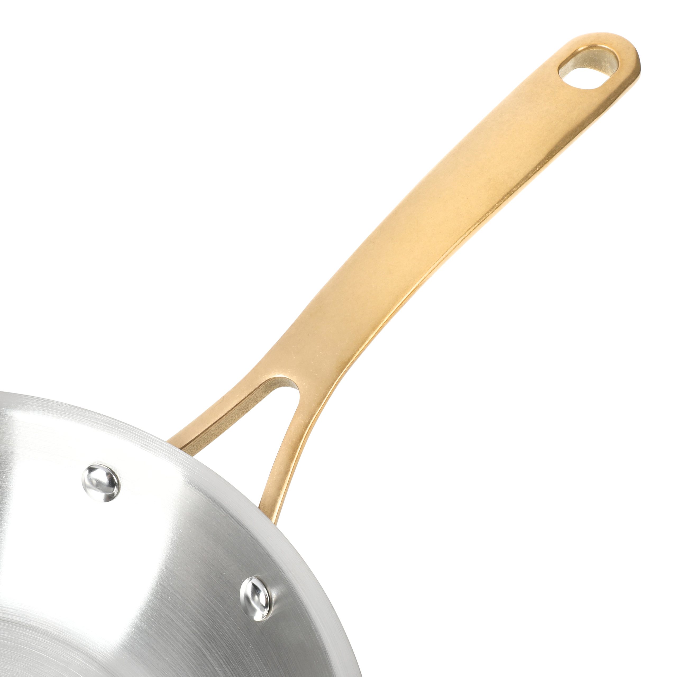 Martha Stewart Vintage 18/8 Tri-ply Stainless Steel 12-Piece Cookware Set w/ Gold Handles - Image 5