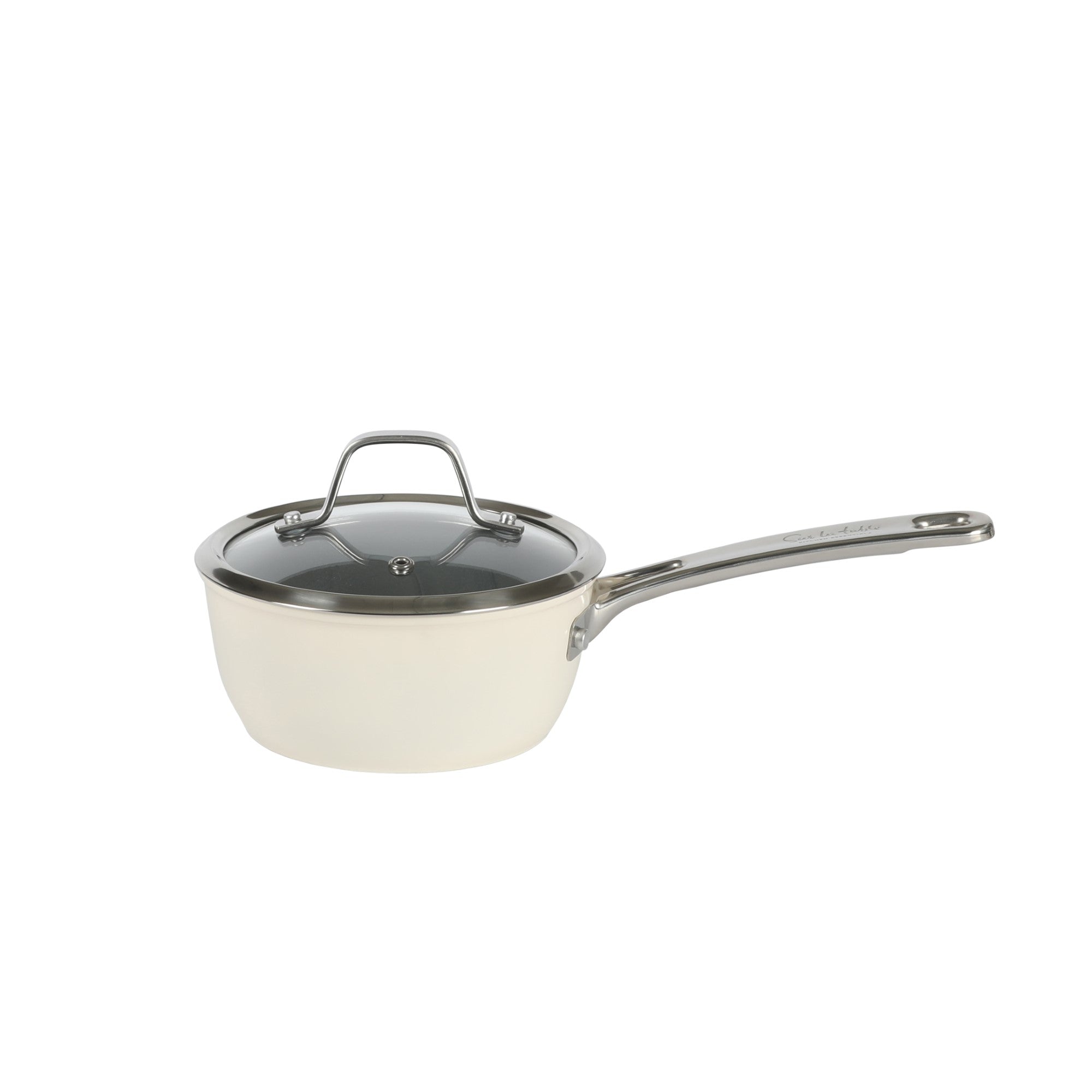 Sur La Table Kitchen Essentials Viva La Cantina 10 Piece PFA Free Titanium Ceramic Nonstick Interior Forged Aluminum Cookware Pots and Pans Set - 2 Tone White & Silver - Induction Compatible - Image 7