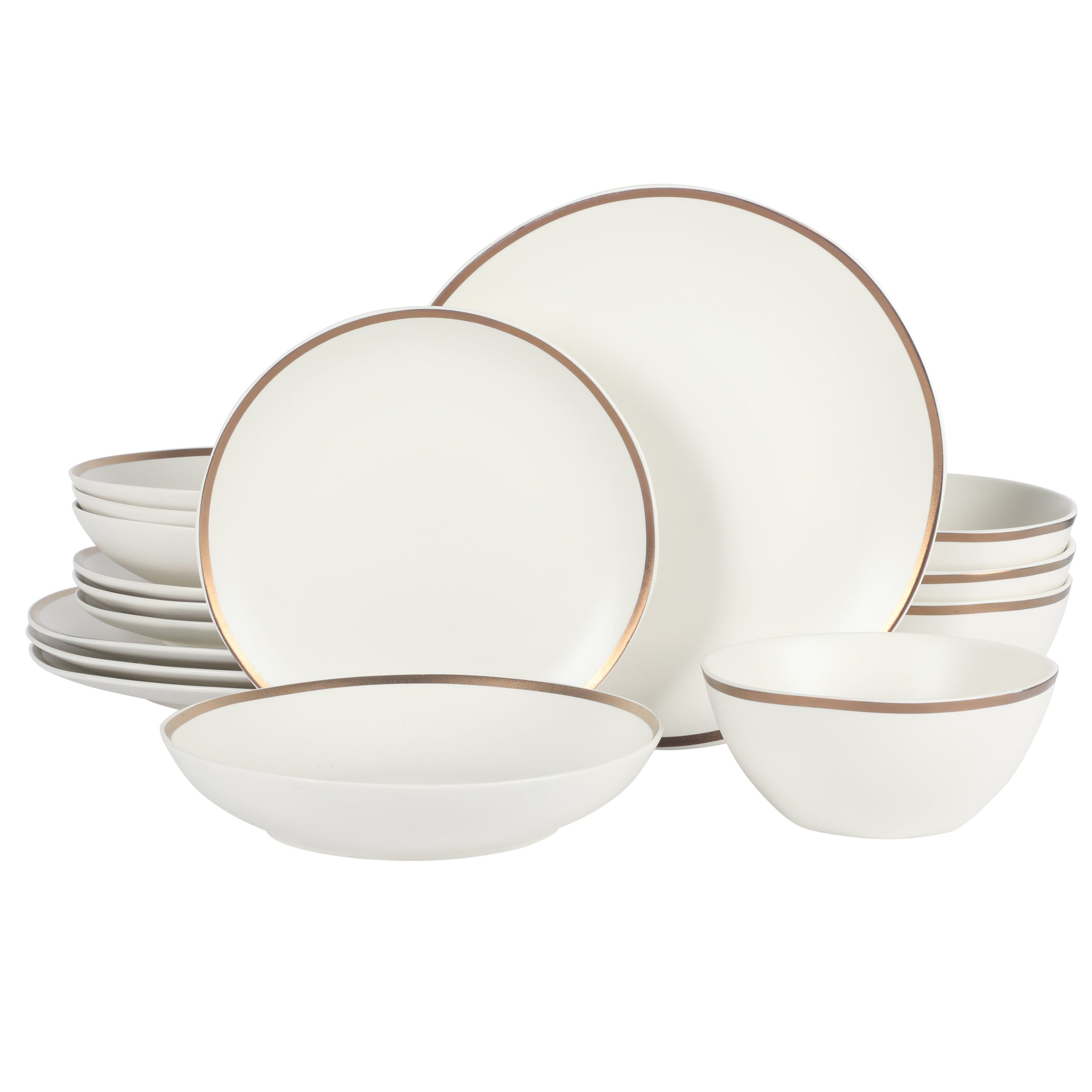 Gibson Elite Kings Road Double Plates and Bowl Organic Round Porcelain Dinnerware Set - Image 2