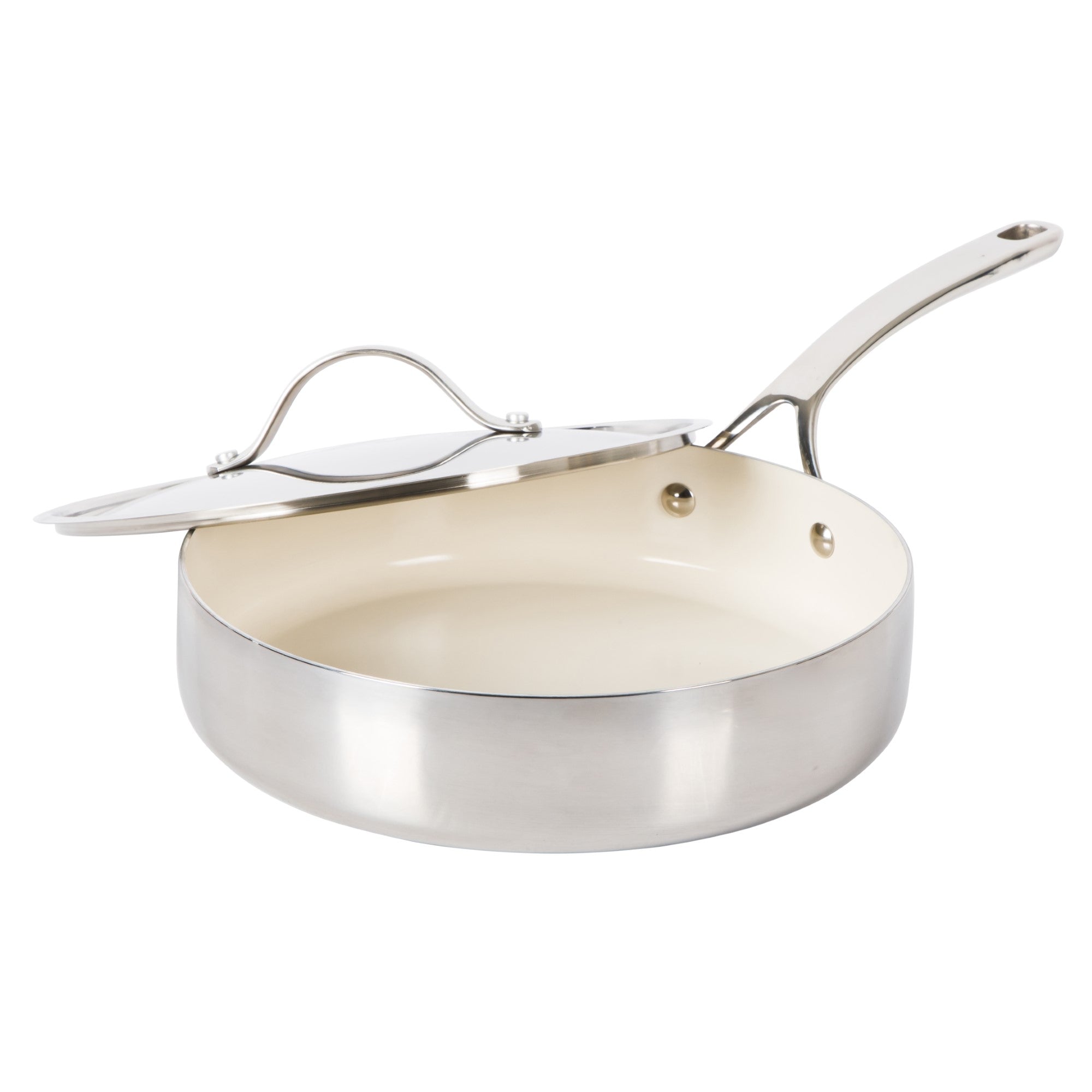 Bloomhouse 10 Inch Triply Stainless Steel Fry Pan W/ Lid W/ Non-Stick Non-Toxic Pro Ceramic Interior Frying Pan - Image 5