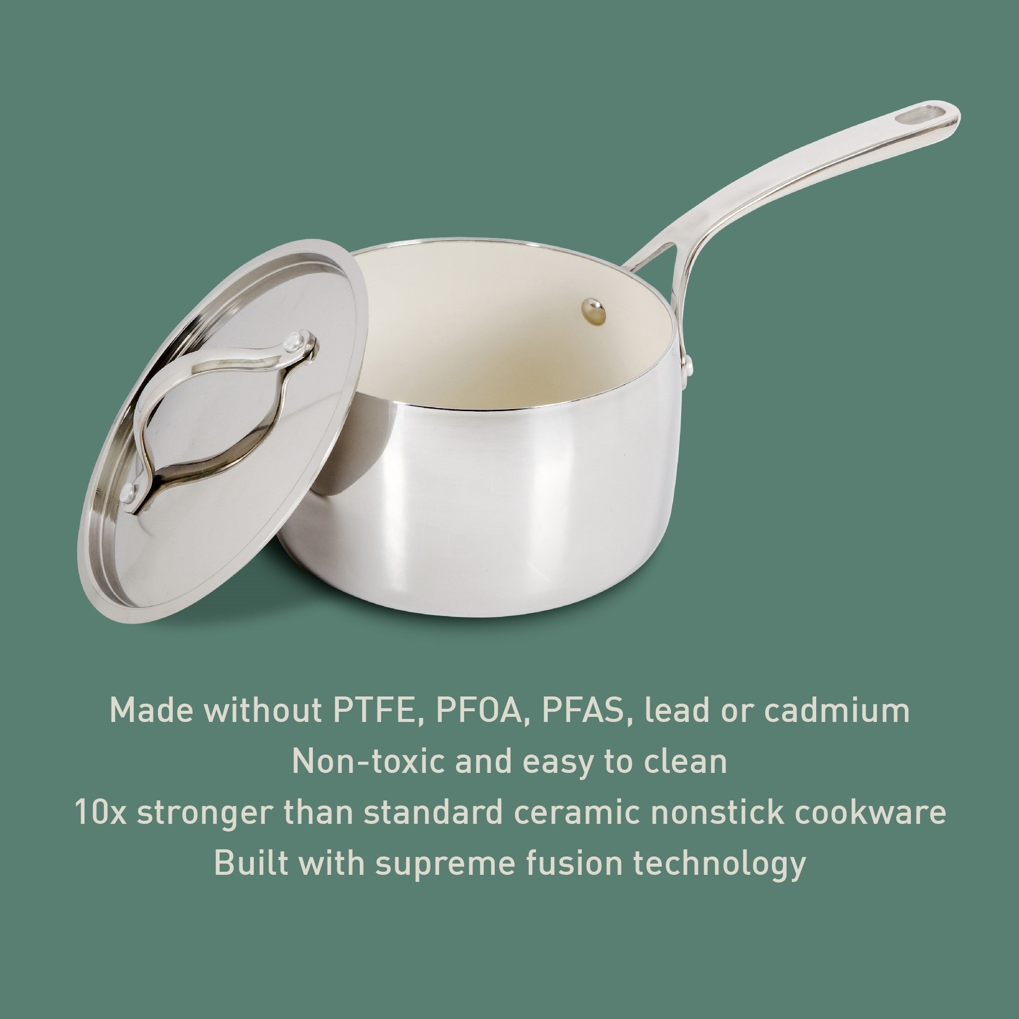 Bloomhouse 3-QT Triply Stainless Steel Sauce Pan w/ Non-Stick Non-Toxic Pro Ceramic Interior - Image 13