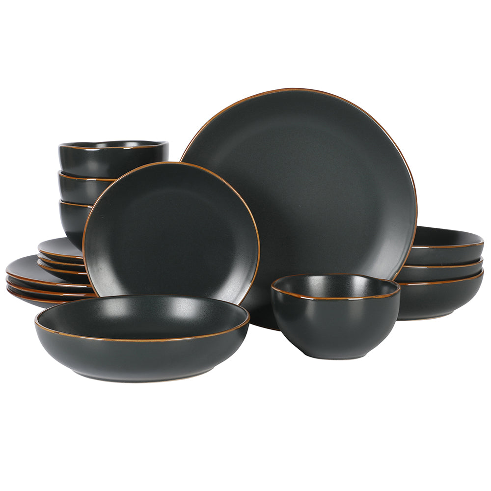 Gibson Home Hazeltine 16 Piece Plates and Bowls Dishes Stoneware Ceramic Dinnerware Set - Image 11