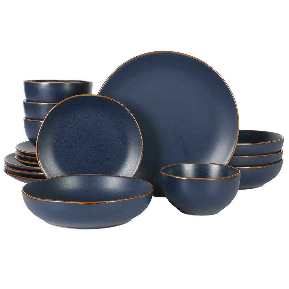 Gibson Home Hazeltine 16 Piece Plates and Bowls Dishes Stoneware Ceramic Dinnerware Set - Image 9