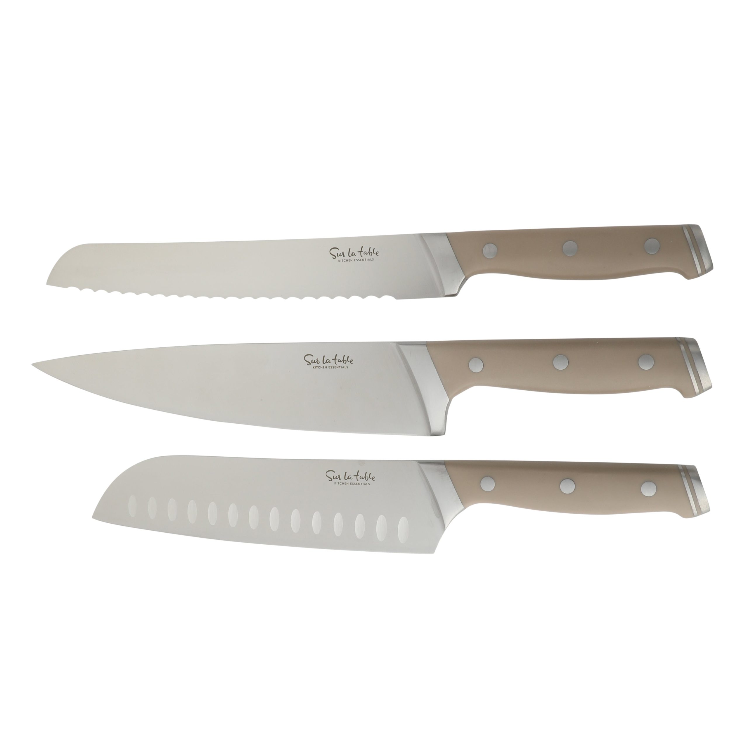 Sur La Table Kitchen Essentials 14 Piece Cutlery Set, German Steel Forged Knives, Beech Wood Block, Chef, Santoku, Bread, Steak Knives, Shears & Sharpener - Blue - Image 13