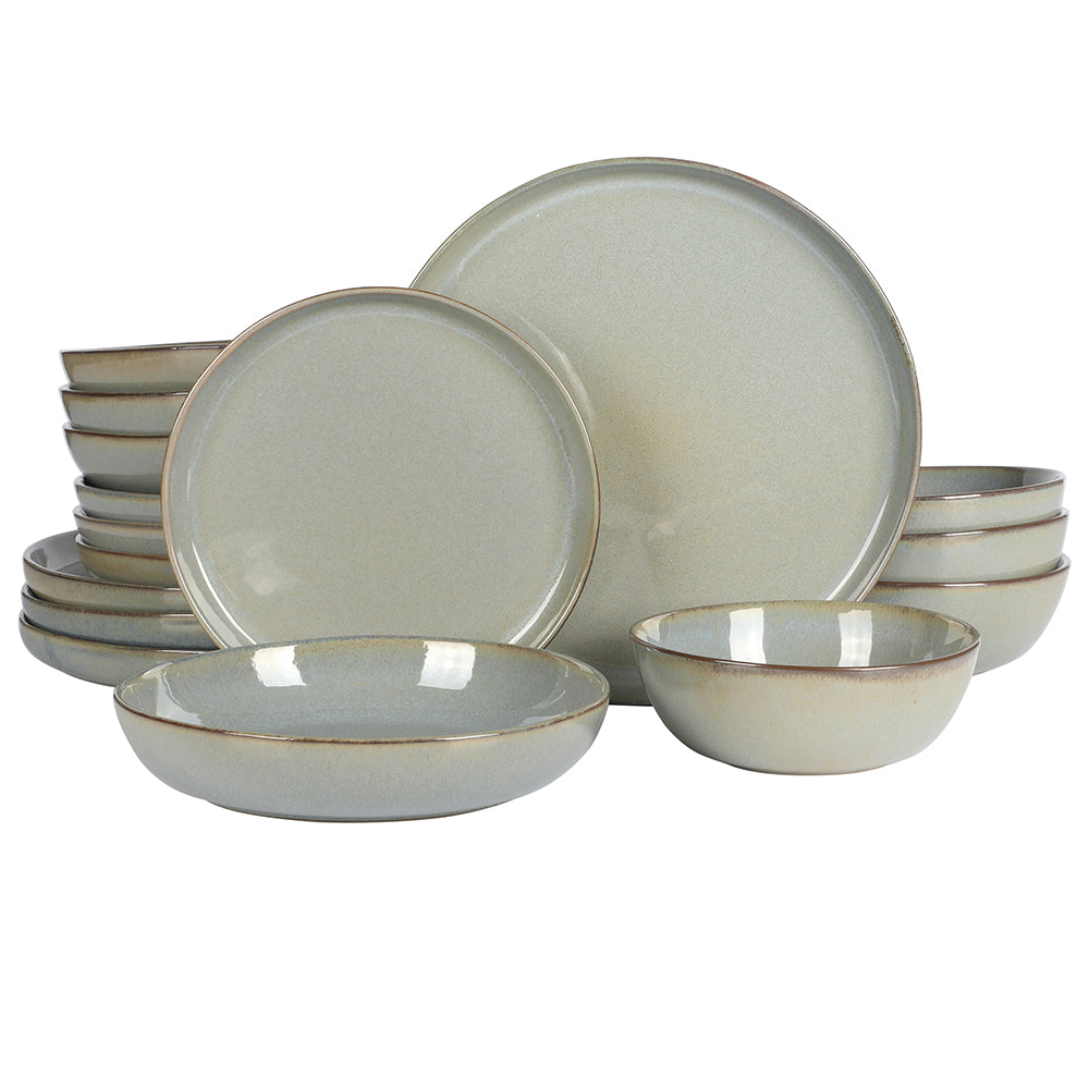 Gibson Elite Berea 16 Piece (Service for 4) Plates and Bowls Reactive Glaze Round Dishes Stoneware Ceramic Dinnerware Set - Image 11