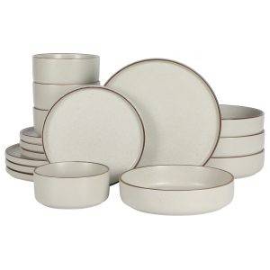 Gibson Elite Gelston Stoneware Matte Reactive Glaze 16 Piece (Service for 4) Plates and Bowl Dinnerware Set