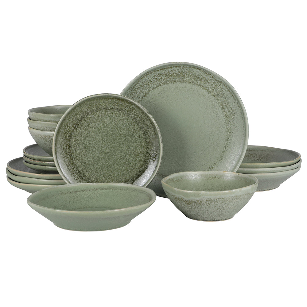 Gibson Elite Island Cove 16 Piece (Service for 4) Plates and Bowls Reactive Glaze Organic Round Dishes Stoneware Ceramic Dinnerware Set - Image 6