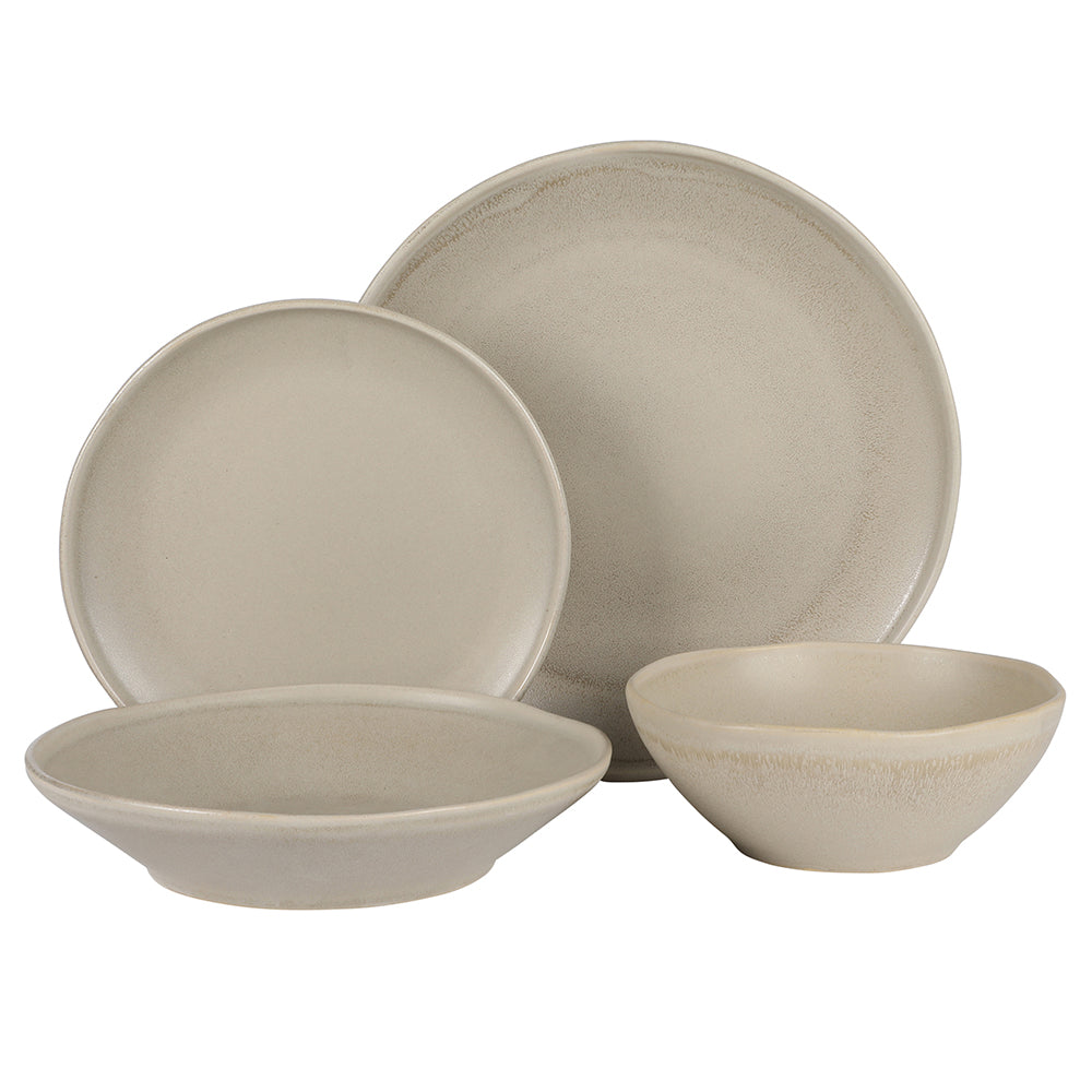 Gibson Elite Island Cove 16 Piece (Service for 4) Plates and Bowls Reactive Glaze Organic Round Dishes Stoneware Ceramic Dinnerware Set - Image 2