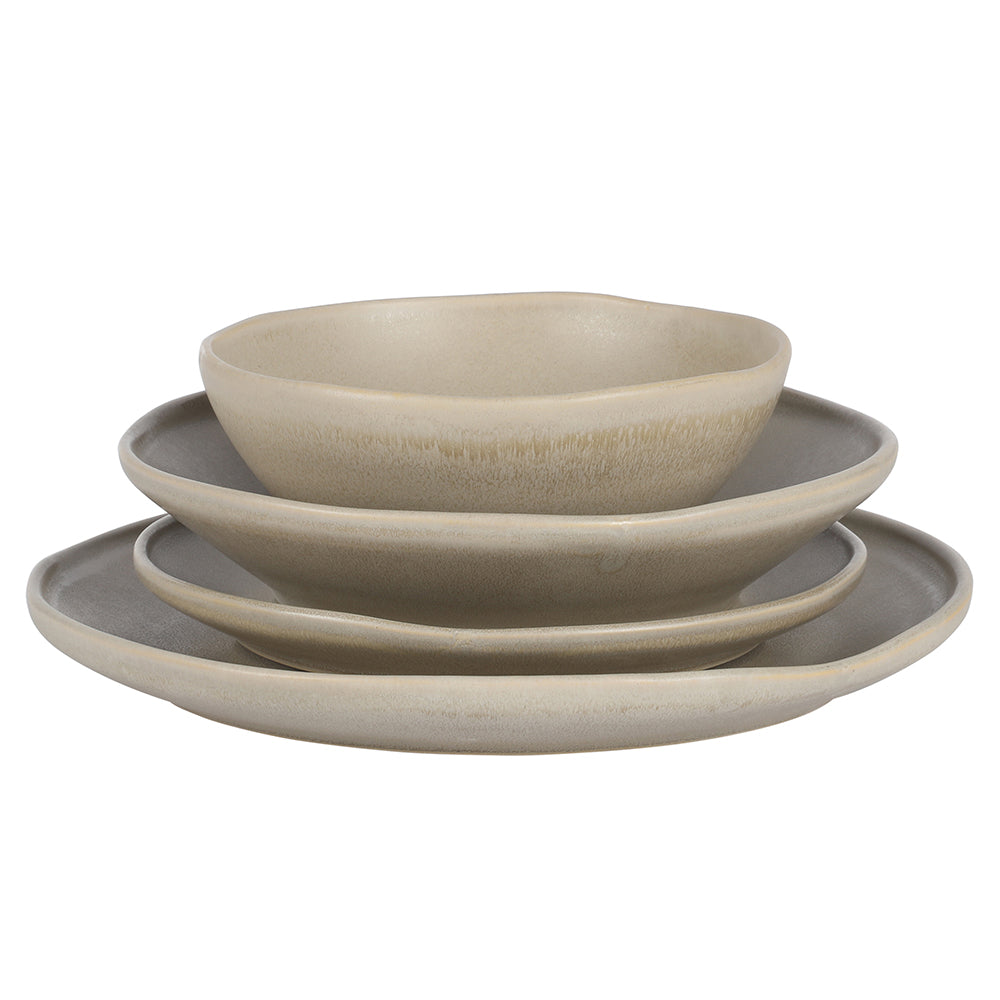 Gibson Elite Island Cove 16 Piece (Service for 4) Plates and Bowls Reactive Glaze Organic Round Dishes Stoneware Ceramic Dinnerware Set - Image 3