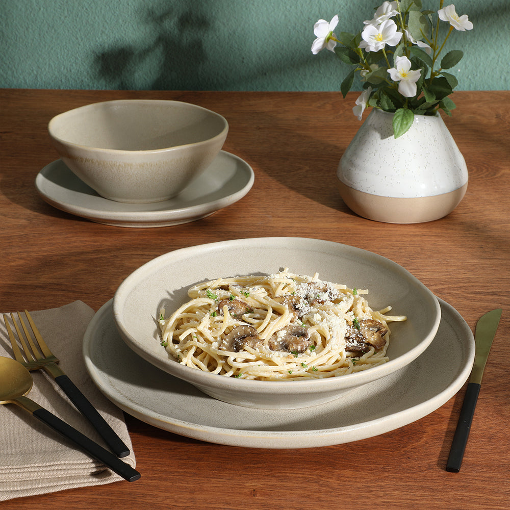 Gibson Elite Island Cove 16 Piece (Service for 4) Plates and Bowls Reactive Glaze Organic Round Dishes Stoneware Ceramic Dinnerware Set - Image 5