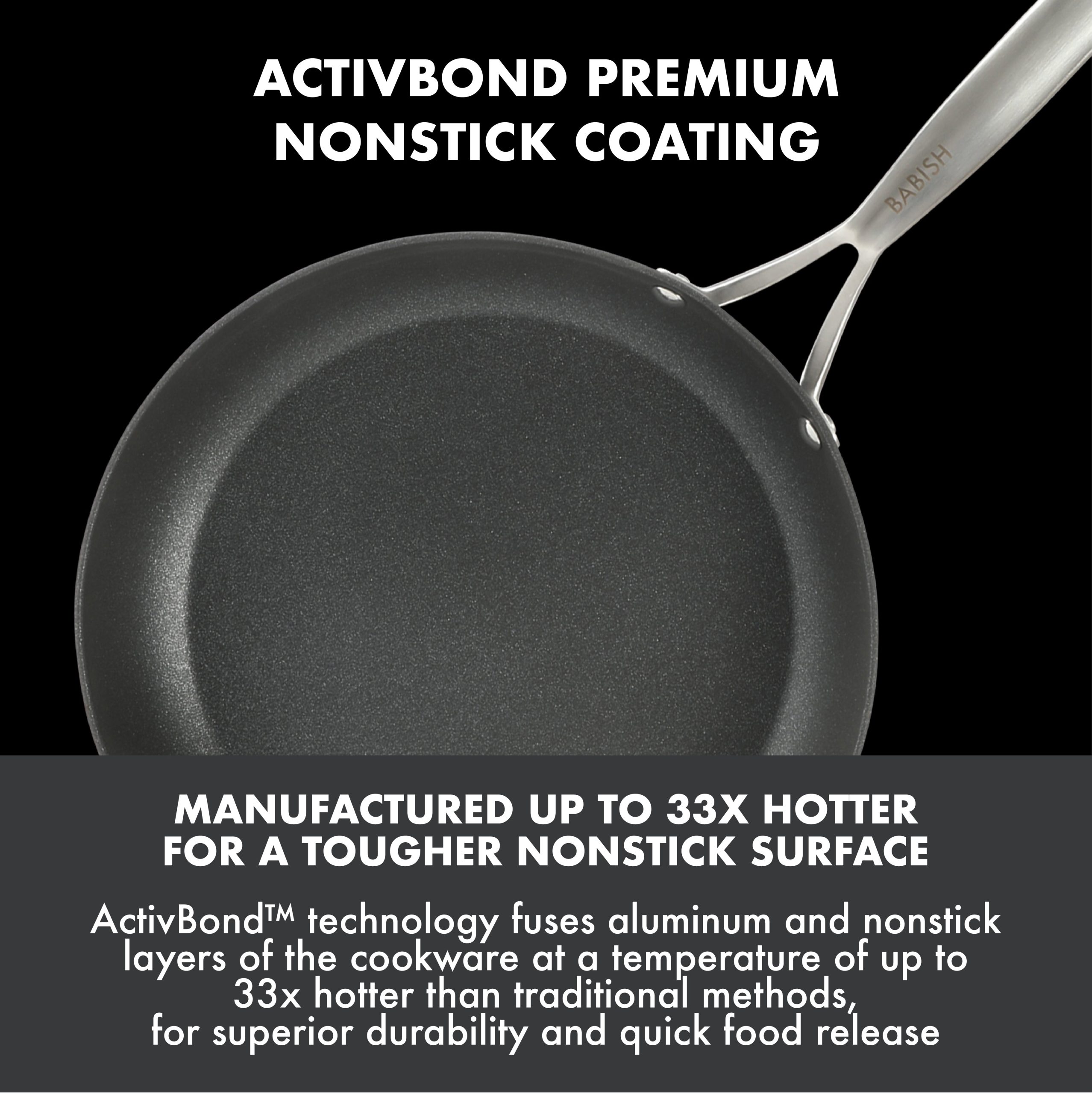 Babish 10 Piece Hard Anodized Titanium Forever Non Stick Technology Durable Pots and Pans Cookware Set - Black - Image 4