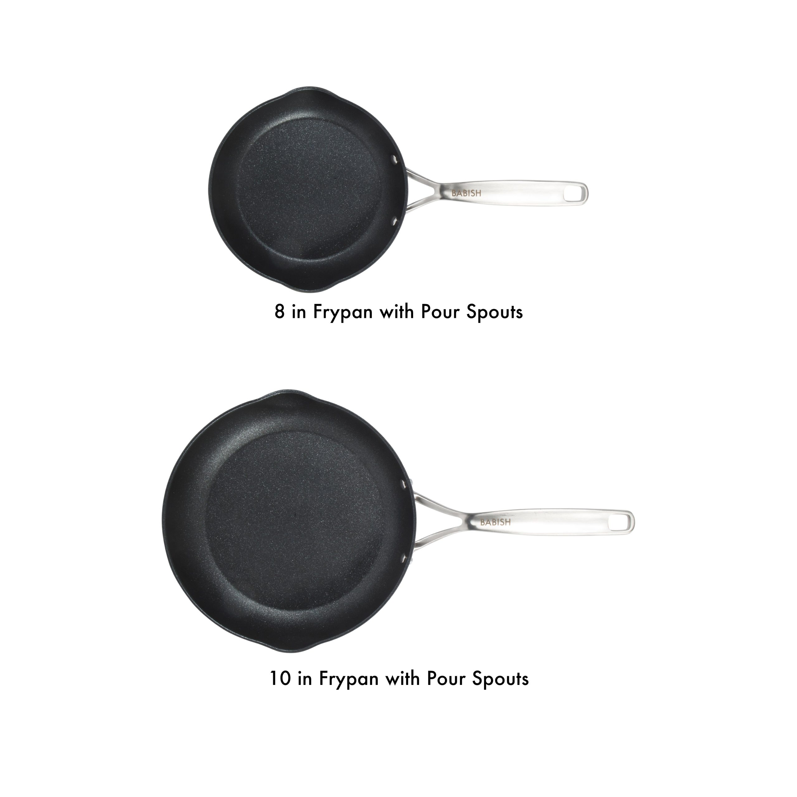 Babish 2 Piece 8 and 10 Inch Fry Pan Hard Anodized Titanium Forever Non Stick Technology Durable Frying Pans Set - Black - Image 3