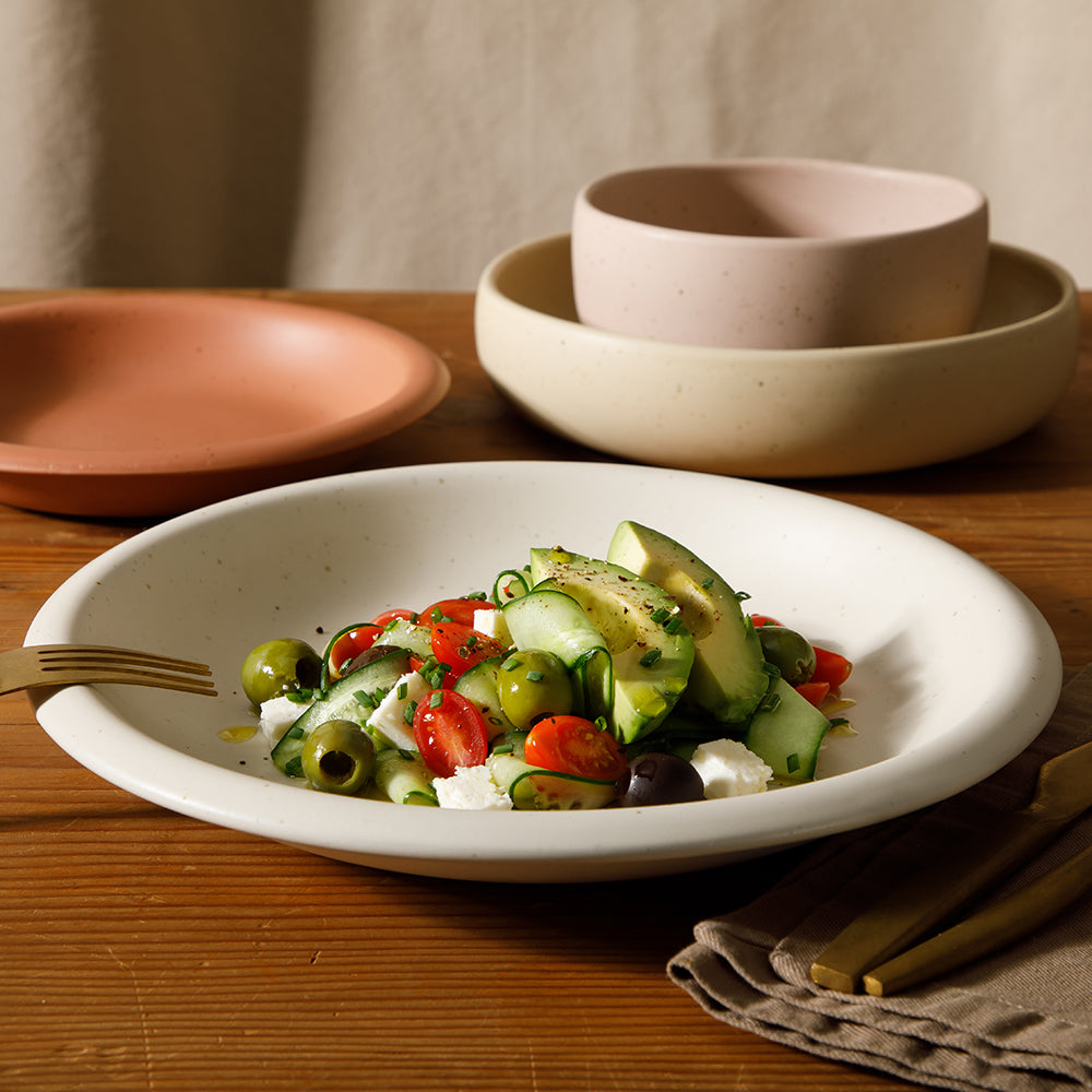 Bloomhouse Corsica Clay 16 Piece Double Bowl Stoneware Reactive Glaze Dinnerware Set - Image 9