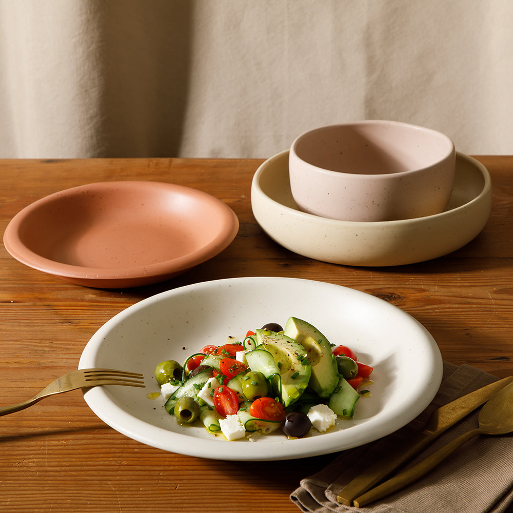 Bloomhouse Corsica Clay 16 Piece Double Bowl Stoneware Reactive Glaze Dinnerware Set - Image 10
