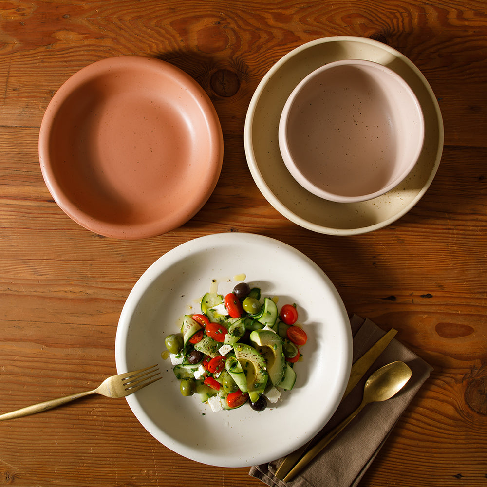 Bloomhouse Corsica Clay 16 Piece Double Bowl Stoneware Reactive Glaze Dinnerware Set - Image 11