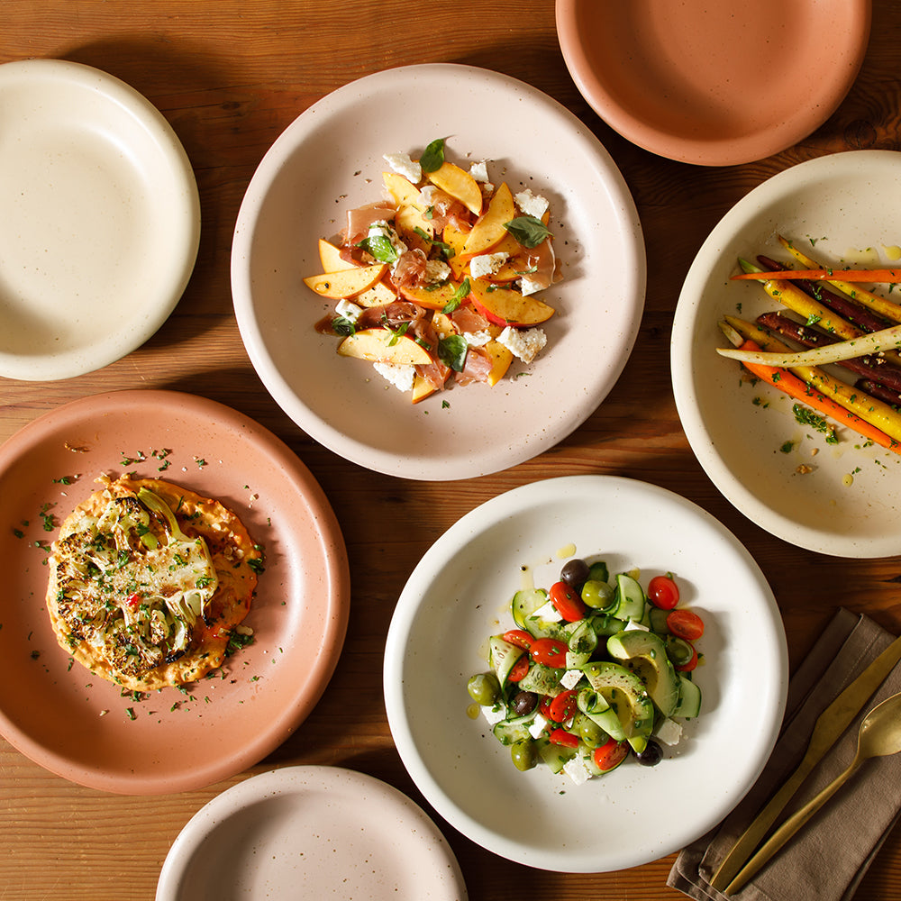 Bloomhouse Corsica Clay 16 Piece Double Bowl Stoneware Reactive Glaze Dinnerware Set - Image 2