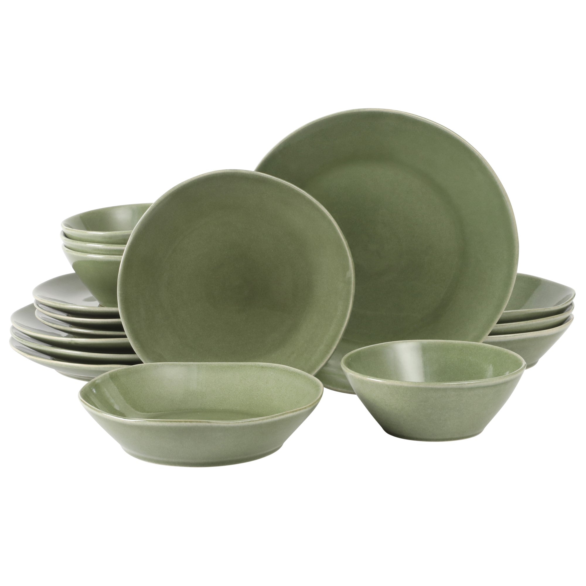 Bloomhouse Montecito Breeze 16 Piece (Service for 4) Double Plates and Bowls Stoneware Reactive Glaze Dinnerware Set - Image 7